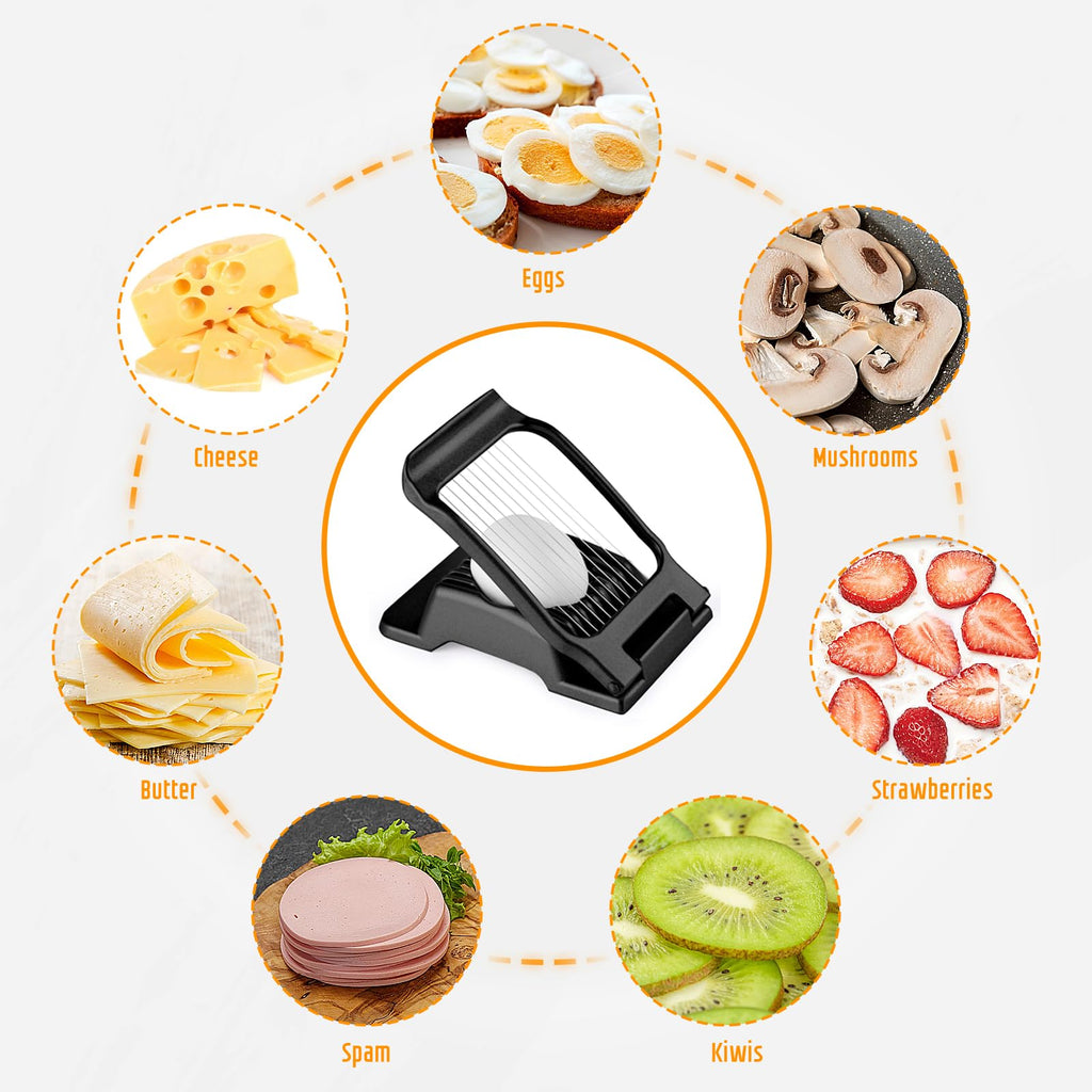 Egg Slicer for Hard Boiled Eggs, Stainless Steel Wire, Multipurpose Heavy Duty Aluminium Egg Cutter Dishwasher Safe for Egg, Salads & Sandwiches, Strawberries, Mushrooms & Soft Cheese, Fruit, Sliver
