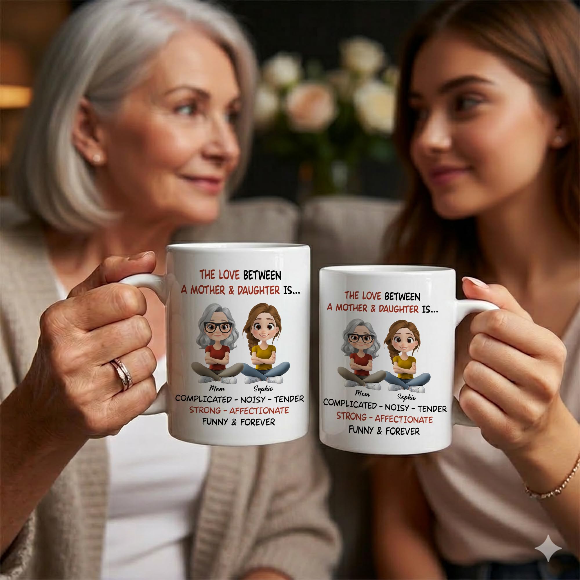 Wrappiness Personalized Mother Daughter Mug - Fuuny and Forever Love Between Mom and Her Girl Fully Customized Coffee Cup - Unique Gift for Mom and Daughter on Mothers Day, Birthday, 11oz/15oz Mug