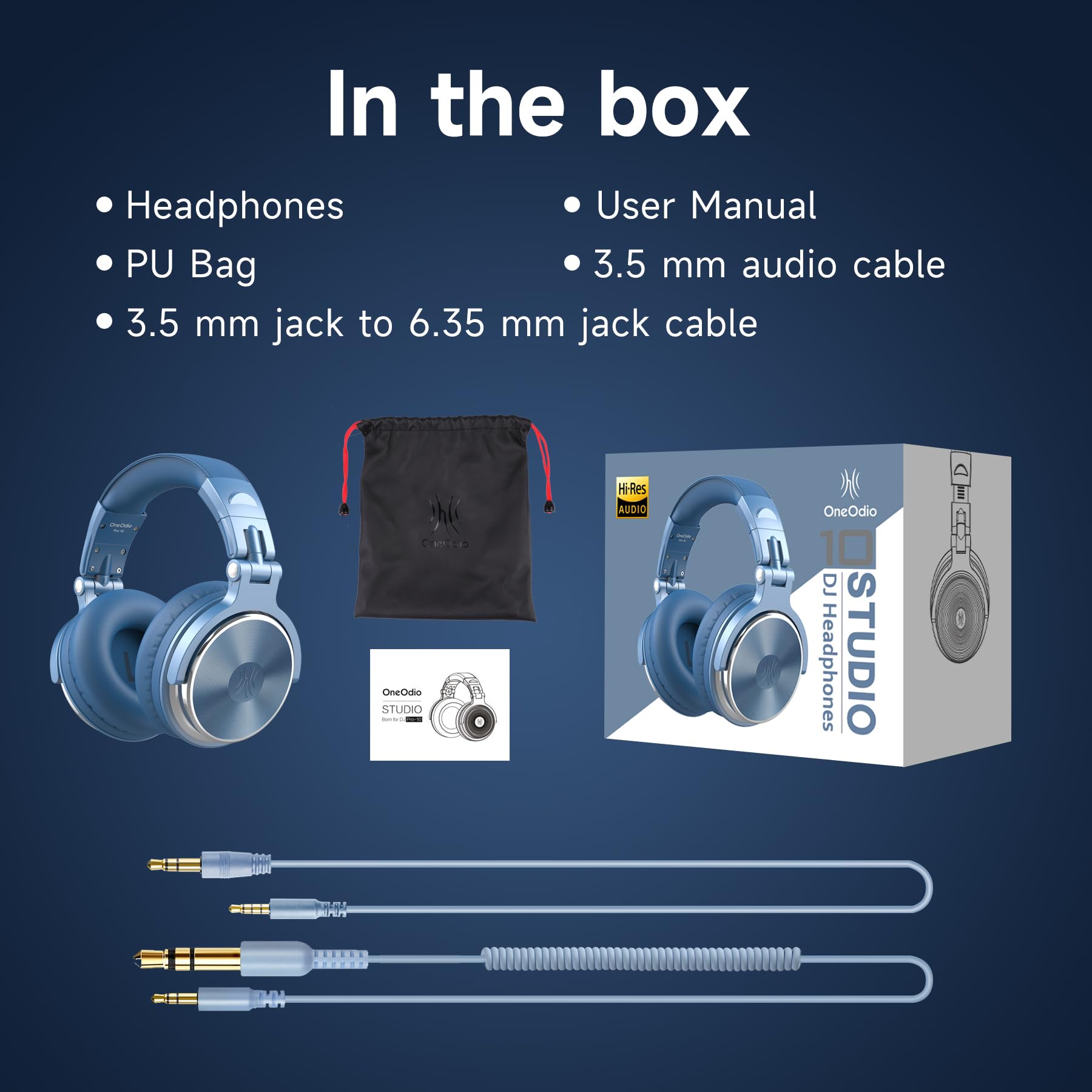 OneOdio Wired Over Ear Headphones Hi-Res Studio Monitor & Mixing DJ Stereo Headsets with 50mm Drivers and 1/4 to 3.5mm Jack for AMP Computer Recording Podcast Keyboard Guitar Laptop - Black