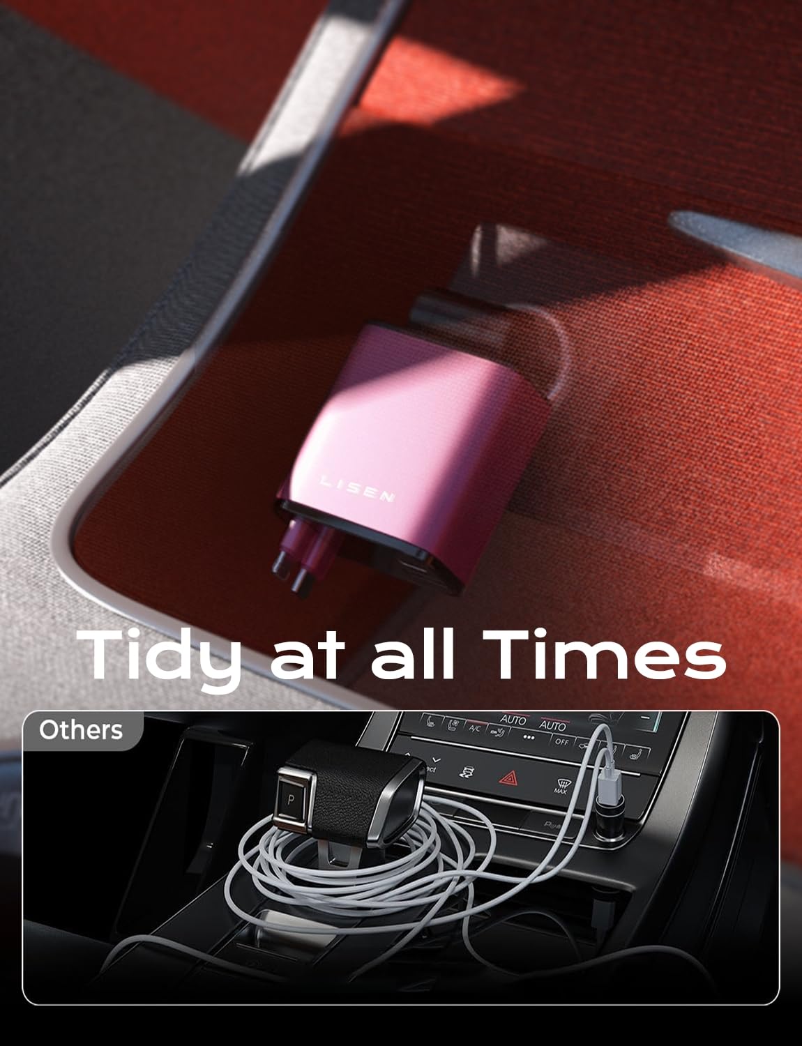 LISEN Retractable Car Charger, Gifts for Mothers Day 2026, 84W Car Charger USB C Fast Charge, Gifts for Mom Dad Him Her, Travel Essentials Car Accessories for Men Women Gifts for iPhone 17 16 15 14 13