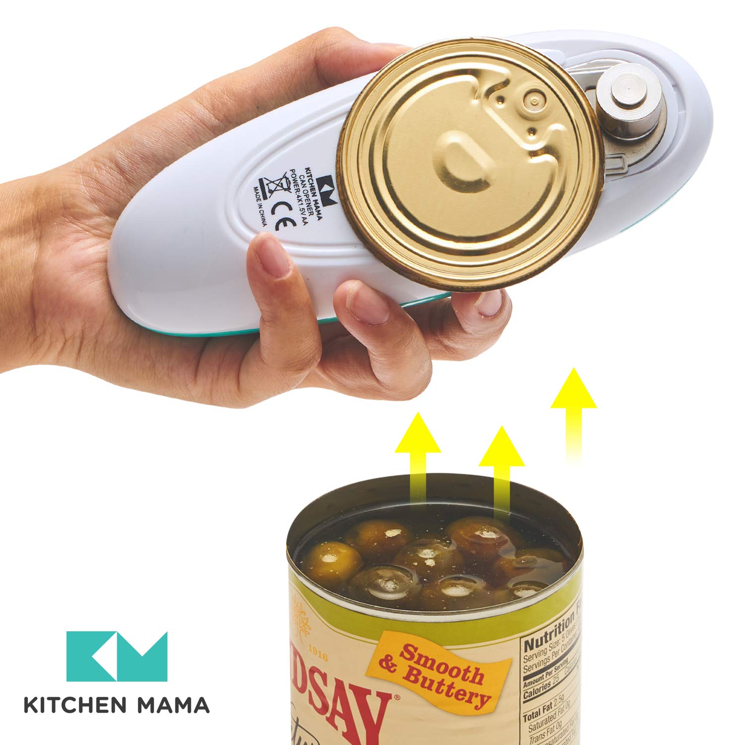 Kitchen Mama Auto Electric Can Opener: Open Your Cans with A Simple Press of Button - Automatic, Hands Free, Smooth Edge, Battery Operated, YES YOU CAN (Red)