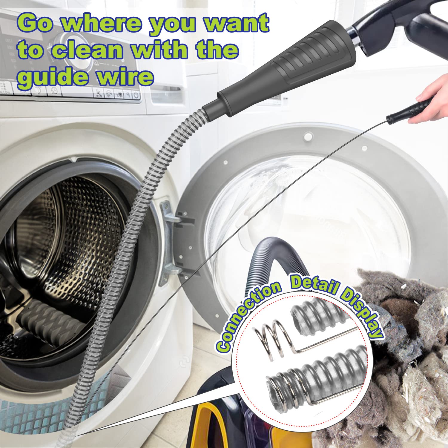 Sealegend 2 Pieces Dryer Vent Cleaner Kit Dryer Lint Vacuum Attachment, Dryer Vent Cleaning Lint Remover 2 Hoses Tools for Home Improvement