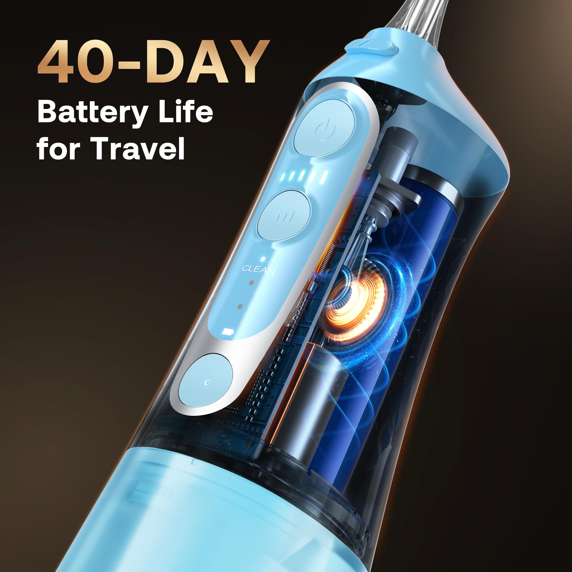 Bitvae Water Dental Flosser for Teeth, Cordless Water Teeth Cleaner Picks, 3 Modes 5 Intensities, IPX7 Waterproof, Rechargeable Water Dental Picks for Cleaning - Black