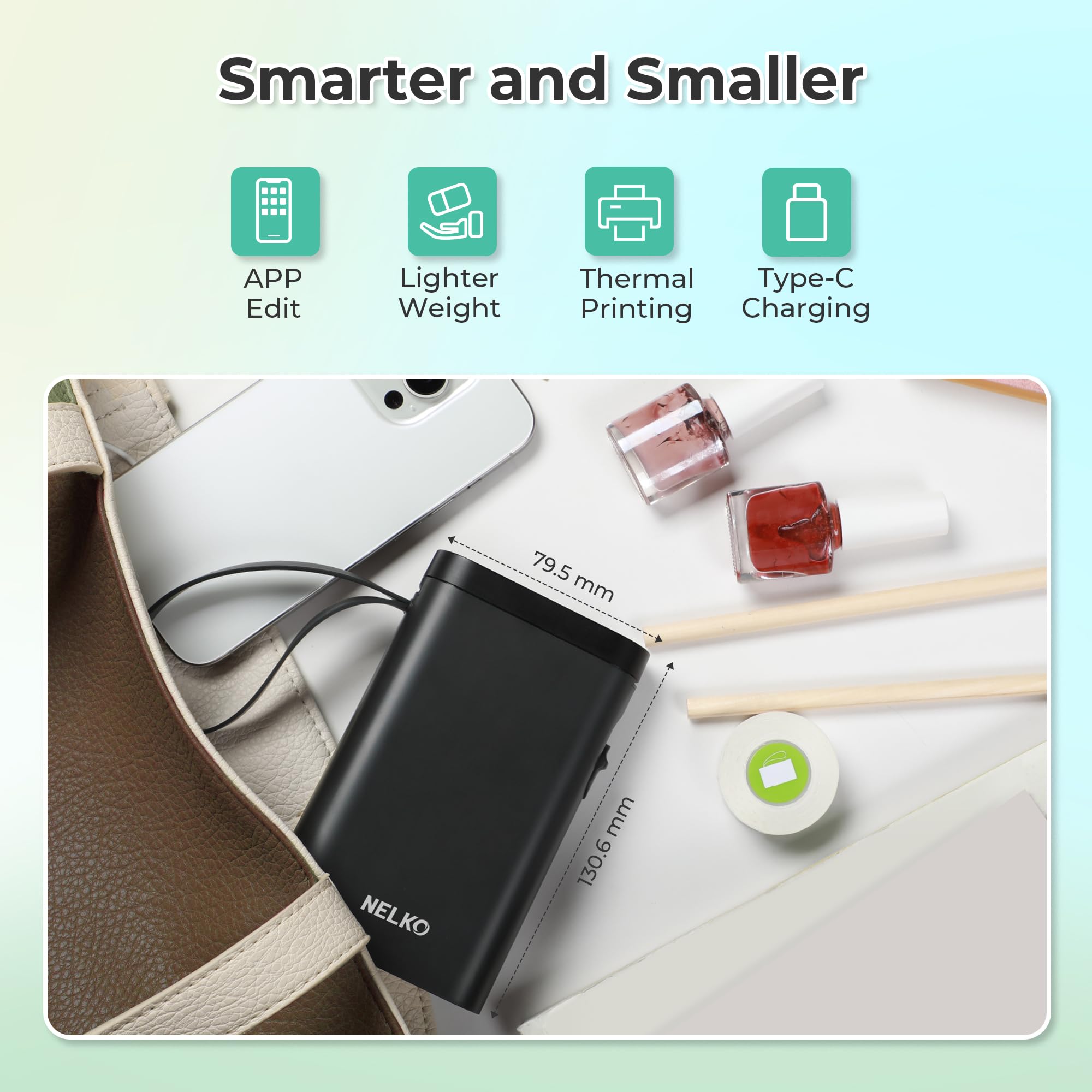Nelko Label Maker Machine with Tape, P21 Bluetooth Label Printer, Wireless Mini Label Makers with Multiple Templates for School Office Home, White