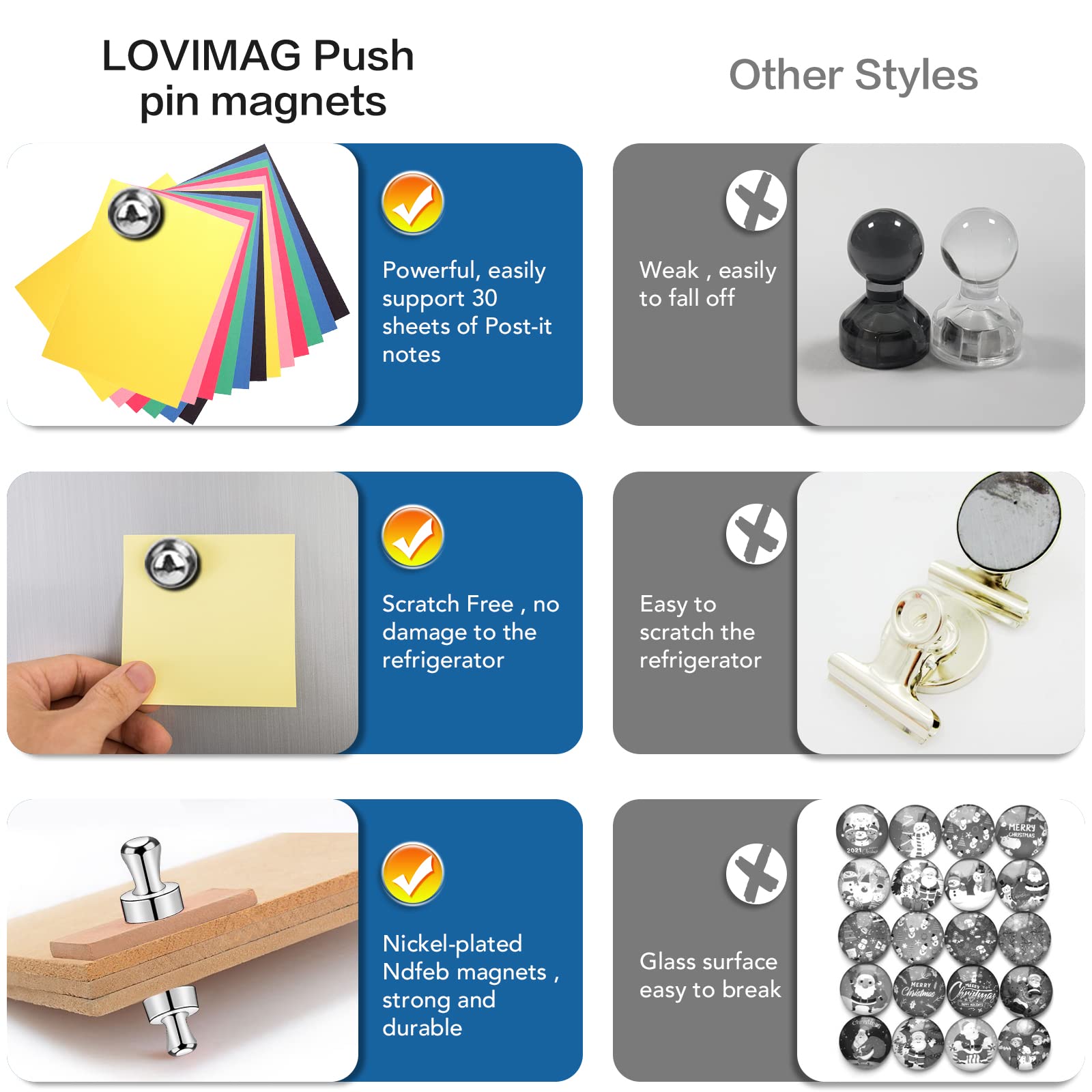 LOVIMAG Fridge Magnets 12Pcs Refrigerator Whiteboard Small Strong Magnet Classroom Kitchen Accessories Decorative Locker Set Decor Must Haves Office Calendar Refrigerador Magnetic Cute Crafts Black