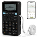 SUPVAN E11 Bluetooth Label Maker Machine with 4 Tapes, Support Keyboard & App with 30+ Fonts and 660+ Icons, Rechargeable Inkless Labeler for Home, Kitchen, Office, School, Organization, Black