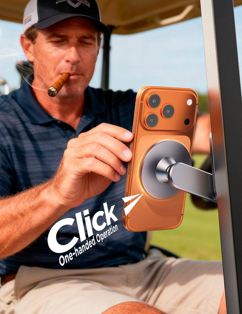 Chfeila Golf Cart Phone Holder Magnetic Mount [One Hand 360° Adjustable & 36X Strong Magnets] Golf Gifts for Men Dad Husband Fathers Day 2026, Golf Accessories for iPhone, Fits EZGO Yamaha Club Car