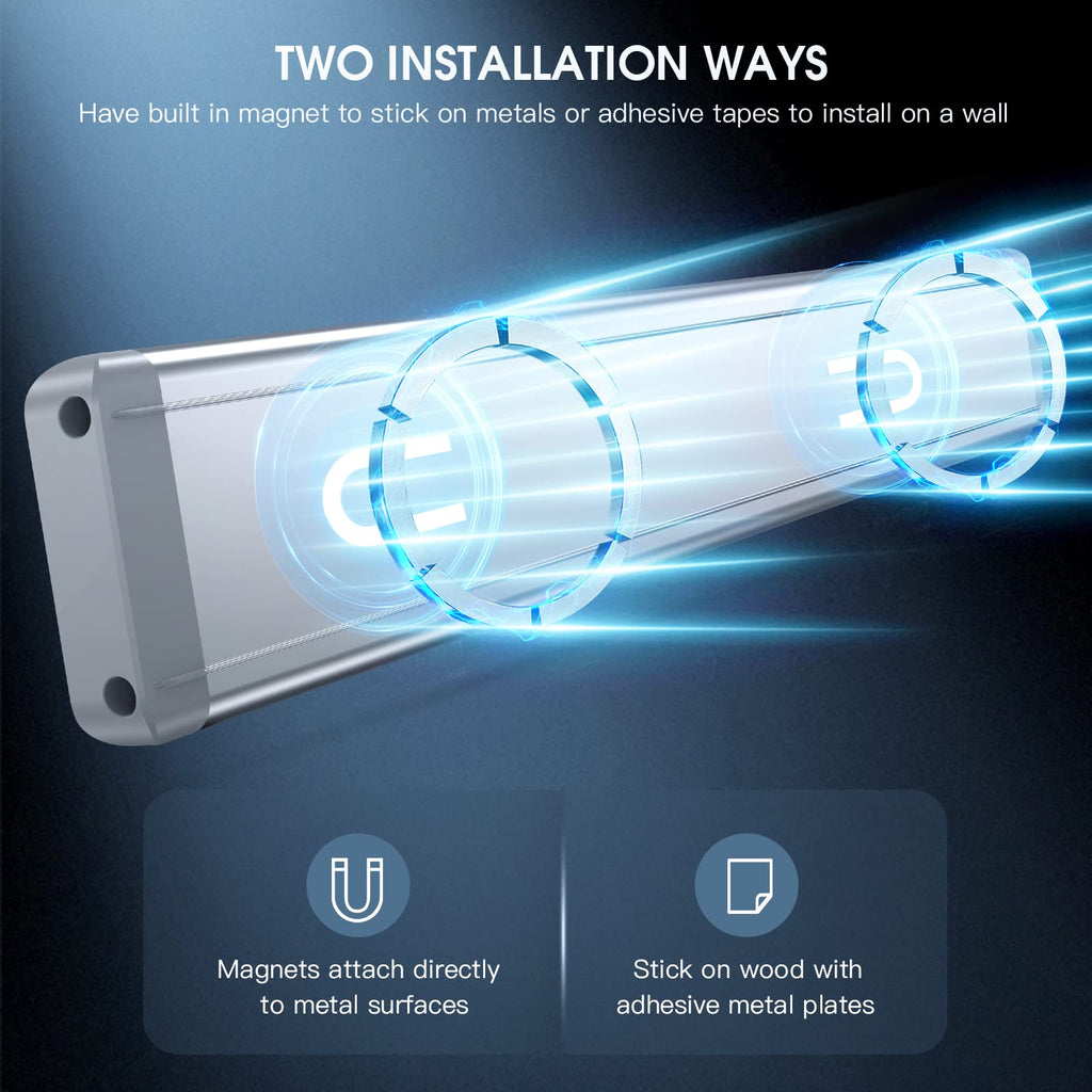 Under Cabinet Lighting, 14.7" Rechargeable Motion Sensor Light Indoor, 2 Pack Magnetic Dimmable Closet Lights, Wireless Under Counter Lights for Kitchen, Stairs,Hallway