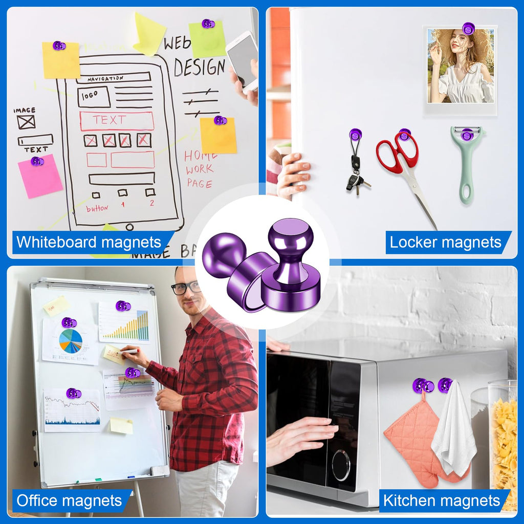 LOVIMAG Fridge Magnets 12Pcs Refrigerator Whiteboard Small Strong Magnet Classroom Kitchen Accessories Decorative Locker Set Decor Must Haves Office Calendar Refrigerador Magnetic Cute Crafts Black