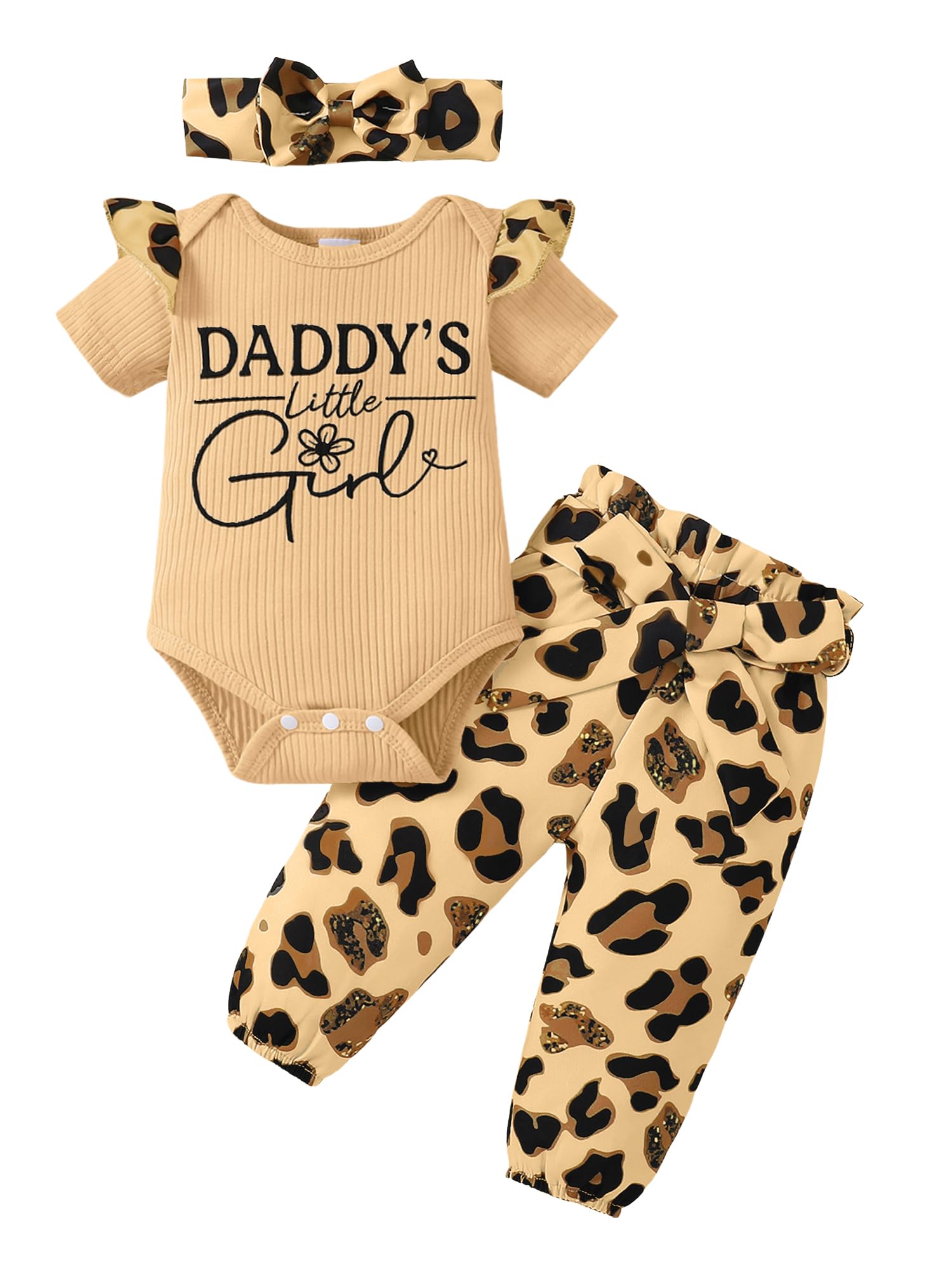 AMAWMW Baby Girl Clothes Set Daddys Little Girl Ruffle Romper Top Camouflage Pants Newborn Infant Baby Girl Outfit