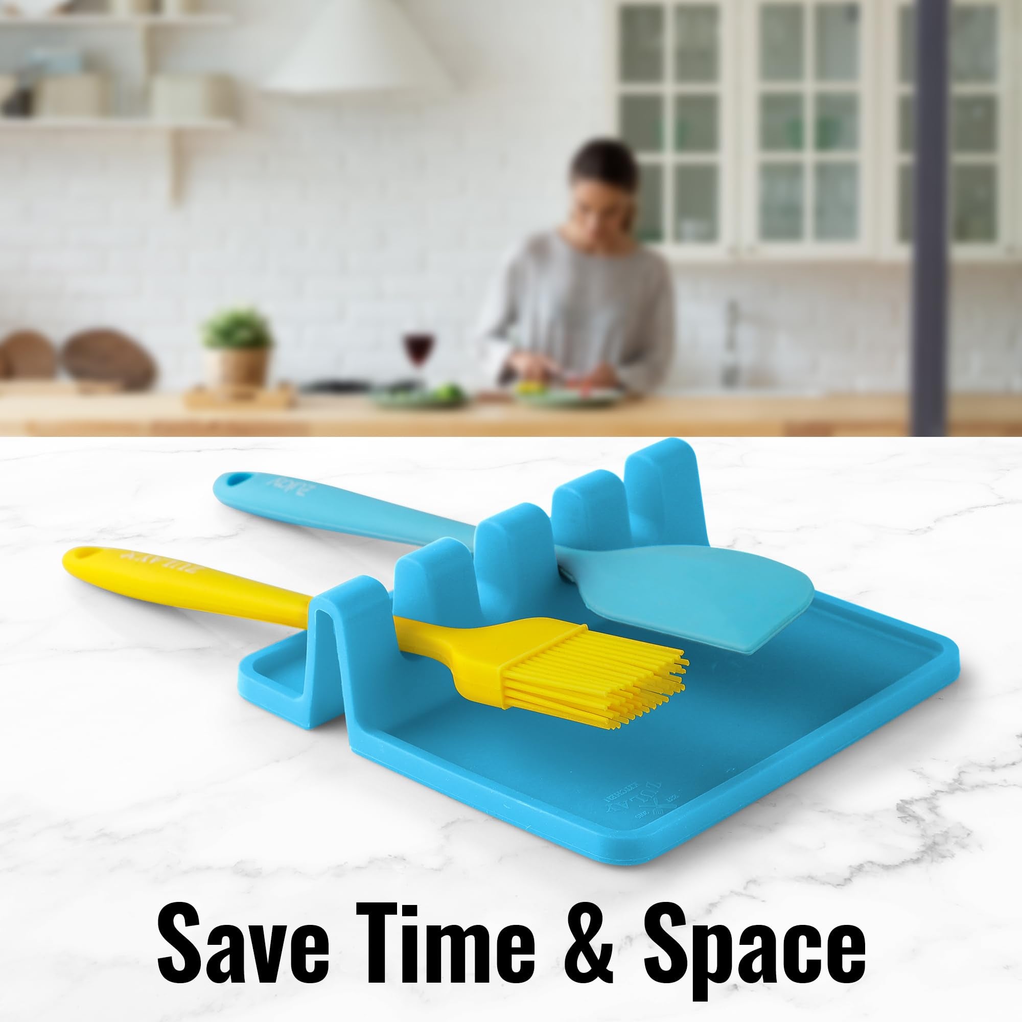 Zulay Kitchen Spoon Rest for Multiple Utensils High Heat-Resistant Silicone Drip Pad, BPA-Free Spoon Holder for Stove Top, Kitchen Gadget Holder for Ladles, Tongs, Cooking Spatula - Makes Great Gift