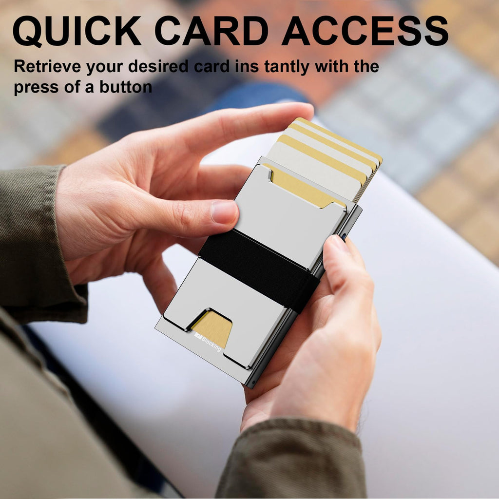 furid Smart Card Wallet for Men Slim: Minimalist Wallet For Men - RFID Blocking Pop Up Front Pocket Wallet, Metal Wallet 11 Card Holder