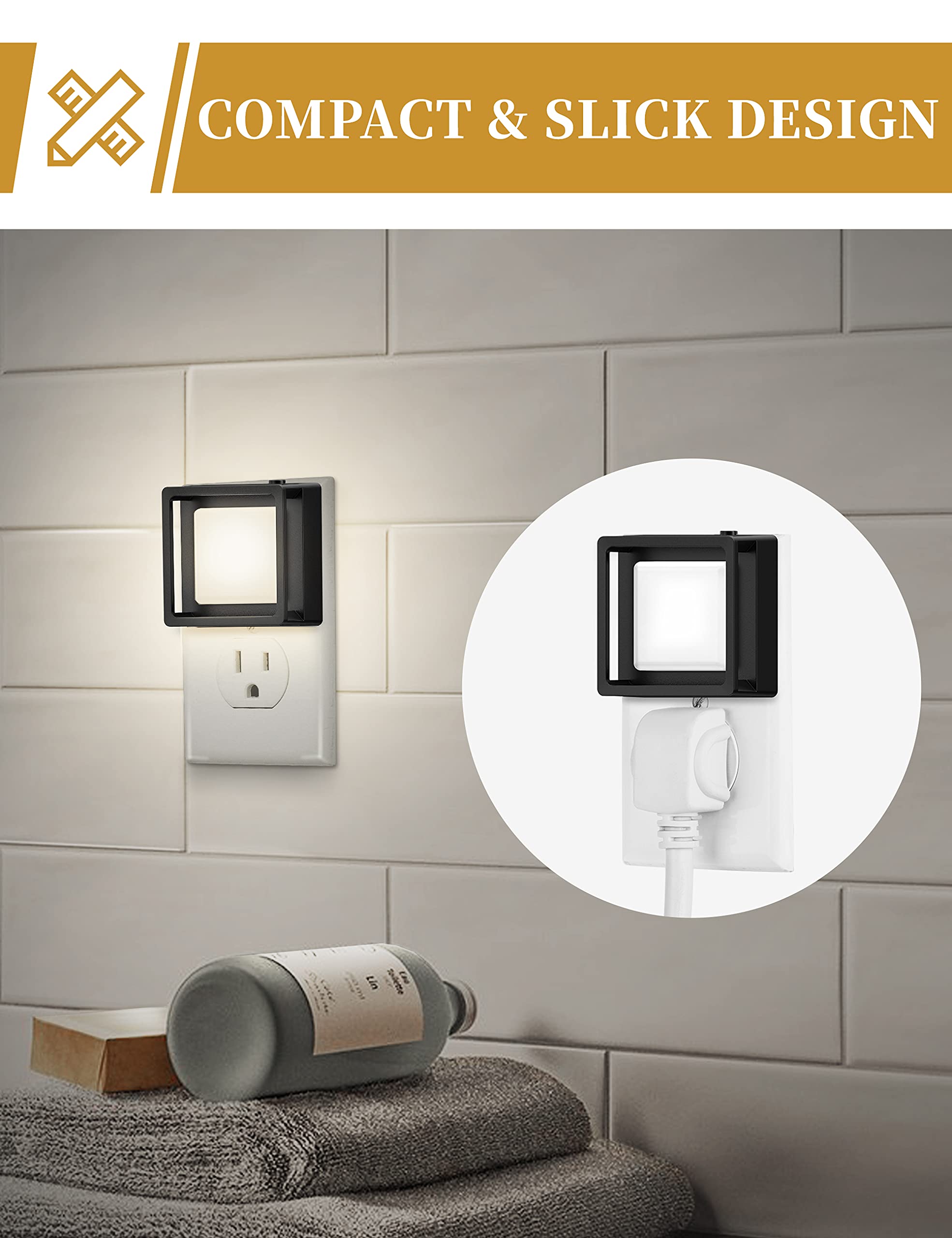 DORESshop LED Night Light, Night Lights Plug Into Wall [2 Pack] with Dusk-to-Dawn Sensor, Dimmable Nightlights, Adjustable Brightness for Bathroom, Hallway, Bedroom,Kids Room,Stairway,Soft White