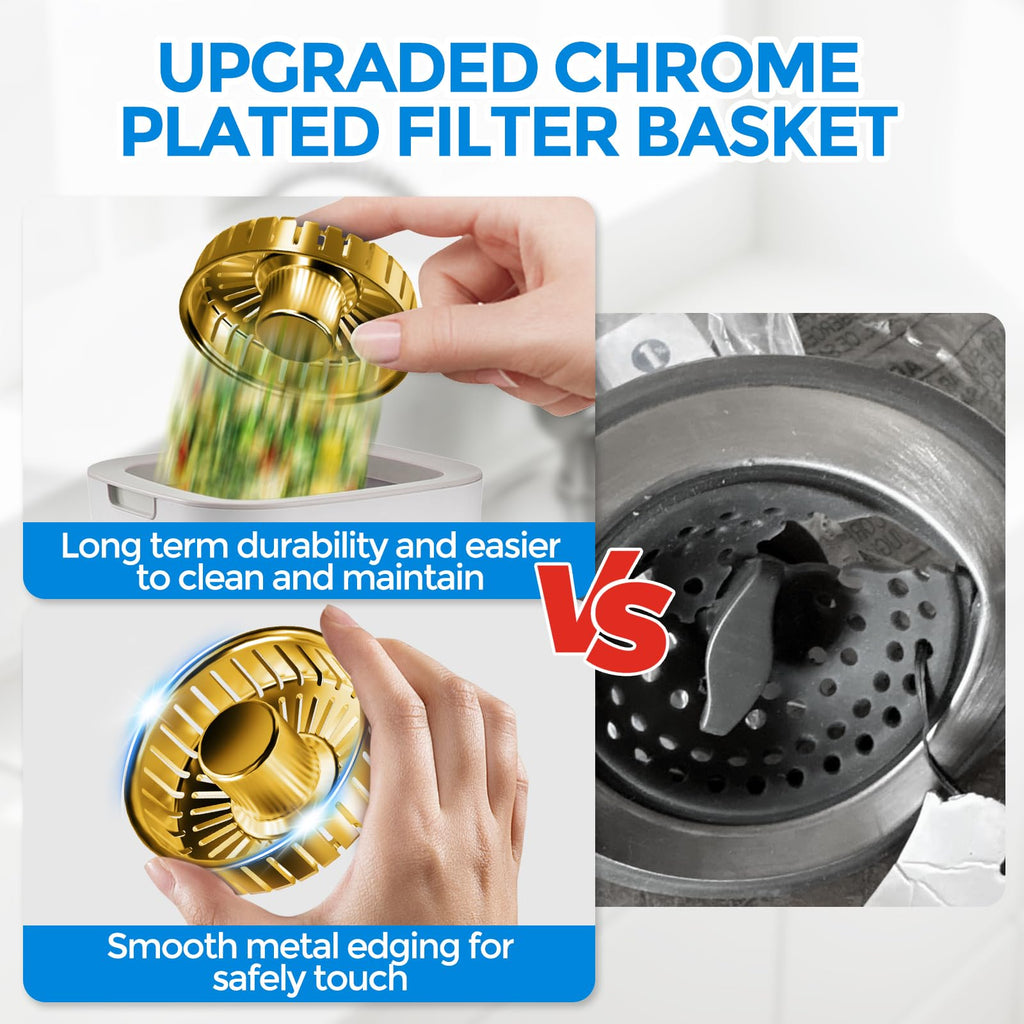 Sink Drain Strainer - Sink Stopper Kitchen Drain, 3 in 1 Kitchen Sink Drain Strainer with Anti-Clogging Basket, Kitchen Gadgets Clearance Sink Accessories, Fit US Standard 3-1/2'' Sink Hole, Silver