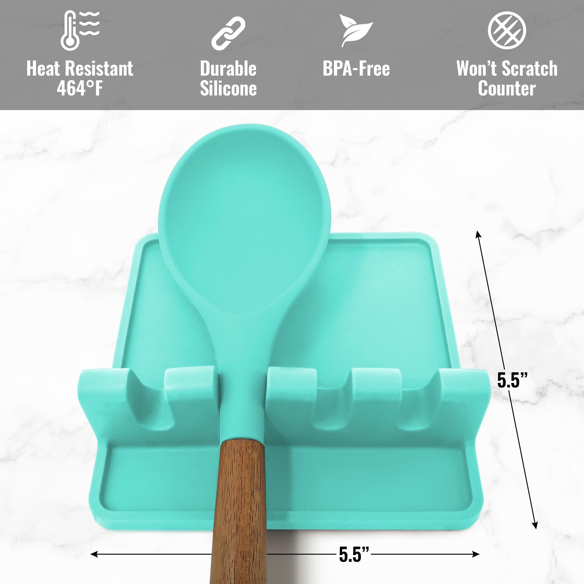 Zulay Kitchen Spoon Rest for Multiple Utensils High Heat-Resistant Silicone Drip Pad, BPA-Free Spoon Holder for Stove Top, Kitchen Gadget Holder for Ladles, Tongs, Cooking Spatula - Makes Great Gift
