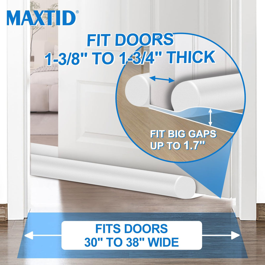 MAXTID Large Door Draft Stopper for Bottom of Doors 36” Under Door Sweep Noise Blocker Black Gap Stoppers Adjustable Doors Seal Sweep Guard Draft, Window Breeze Stoppers, Home Essentials Gadgets