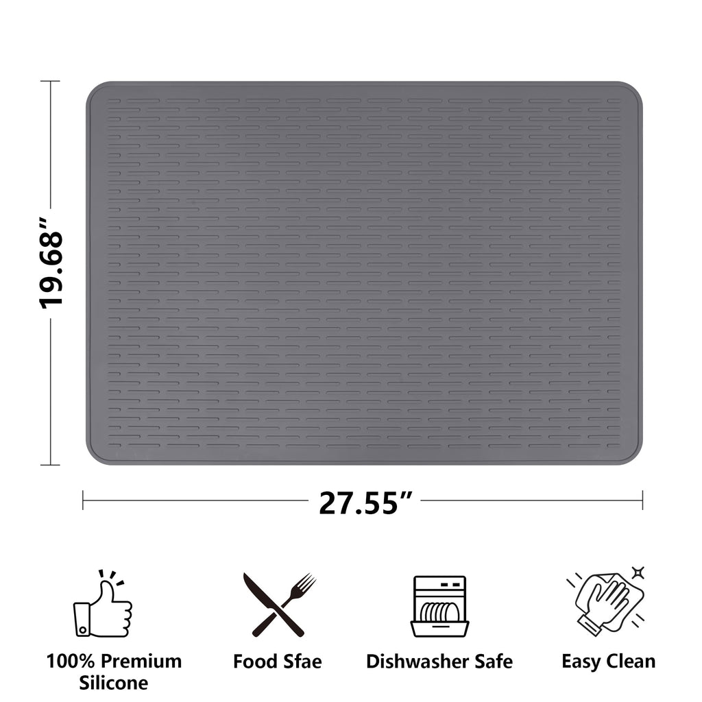 Stove Top Cover for Electric Stove- Range Covers for Electric Stove,Silicone XXL Dish Drying Mat, Glass Cooktop Covers, Flat RV Range top Mats (Black, 28"x20")