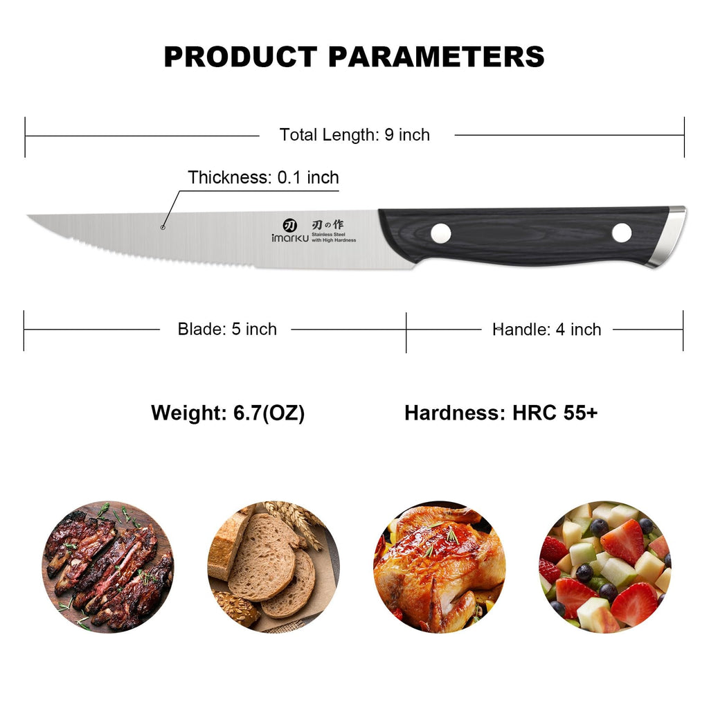 imarku 14-Piece Knife Set, Japanese Stainless Steel Knives Set for Kitchen, Full-Tang Gyutou Knife Sets with Block and Build-in Sharpener, Brown, Dishwasher Safe, House Warming Gifts for Mom