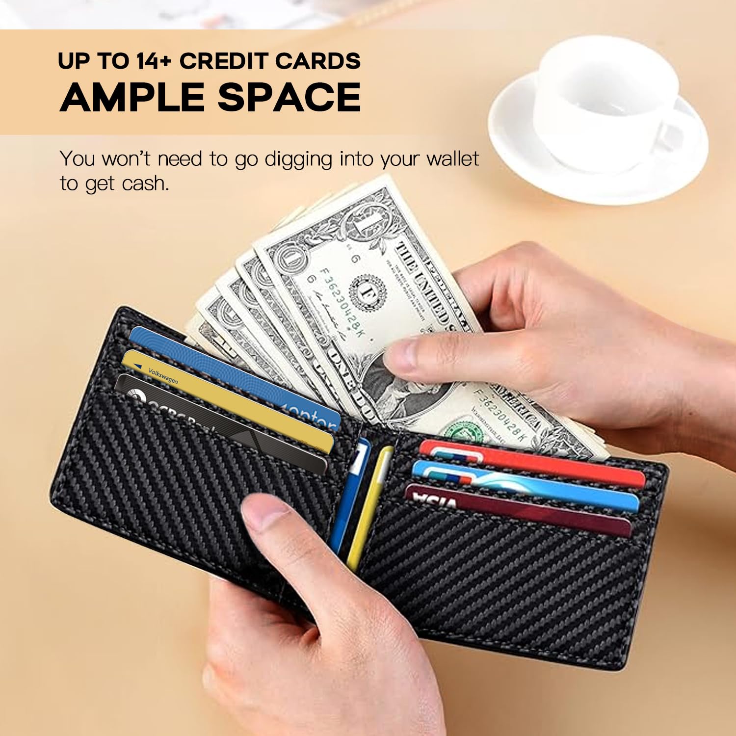 RUNBOX Wallet for Men Slim Rfid Leather 2 ID Window With Gift Box | Slim, Rfid, 2 ID Window, With Gift Box, Slim, Rfid