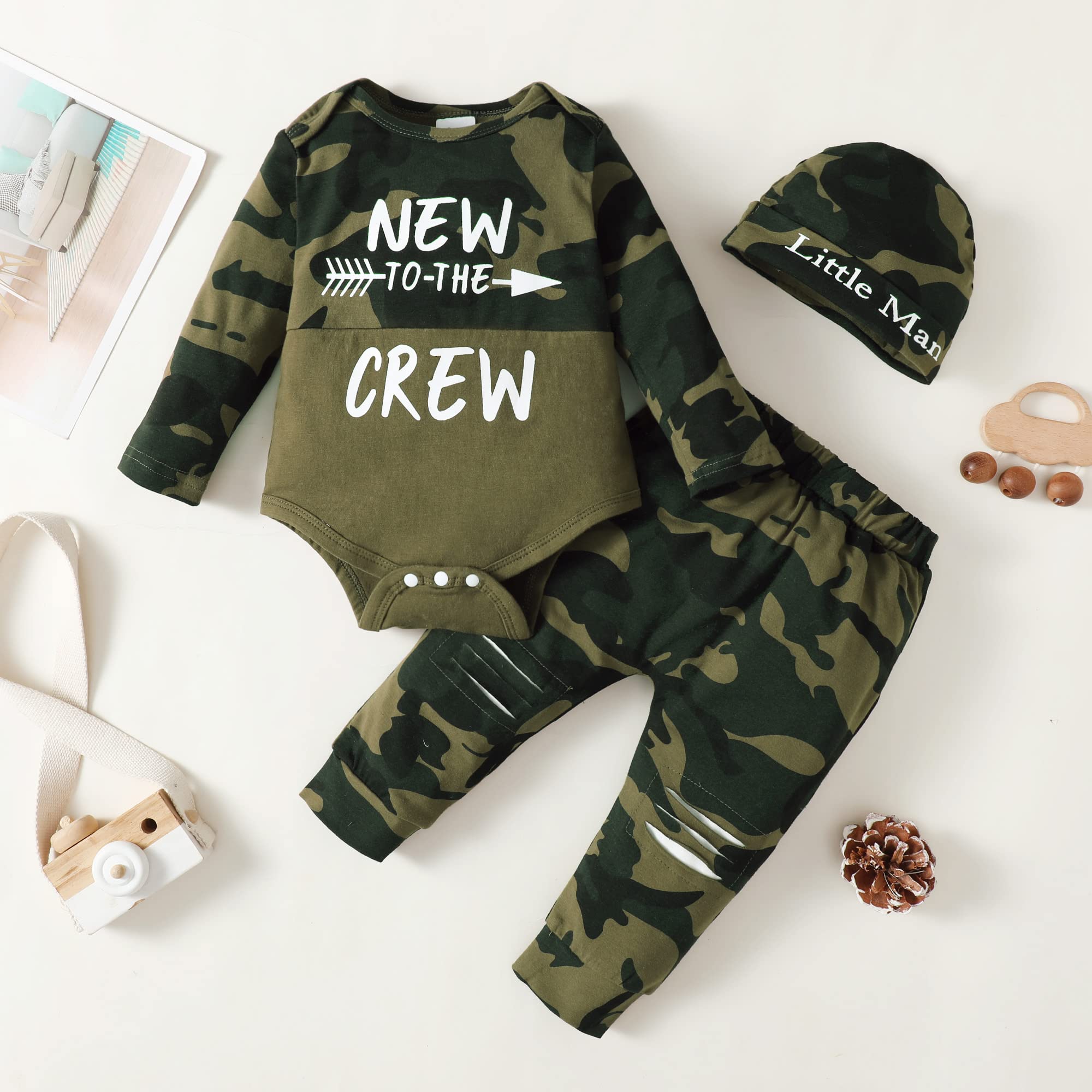Newborn Infant Baby Boy Clothes Fall Winter Outfits New to The Crew Outfit Toddler Baby Boy Clothes Set