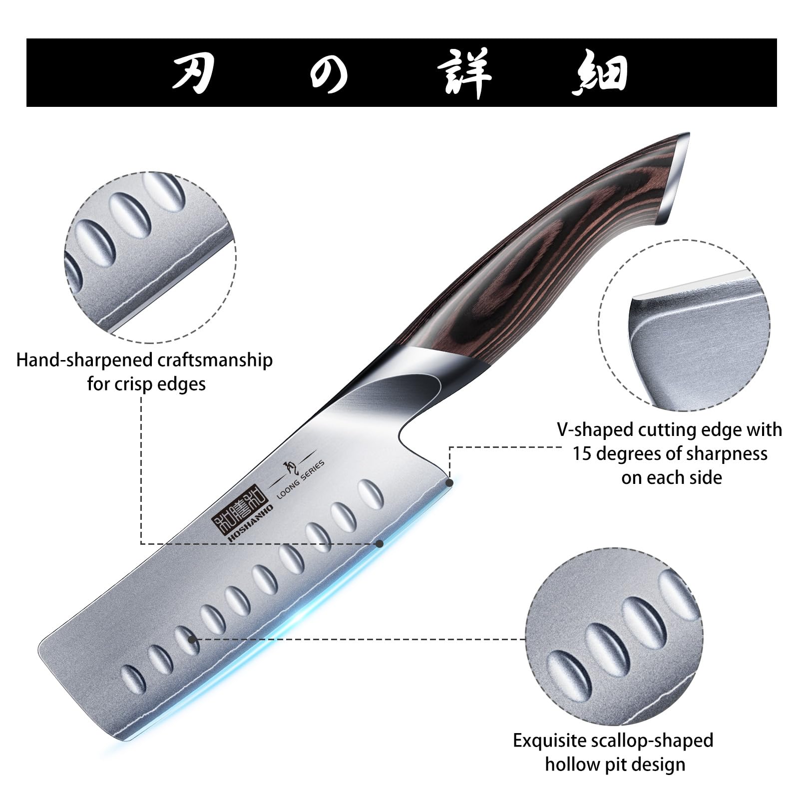 HOSHANHO 7 Inch Nakiri Knife, Japanese High Carbon Stainless Steel Chef Knife, Multipurpose Meat Vegetable Sharp Kitchen Knife with Ergonomic Pakkawood Handle