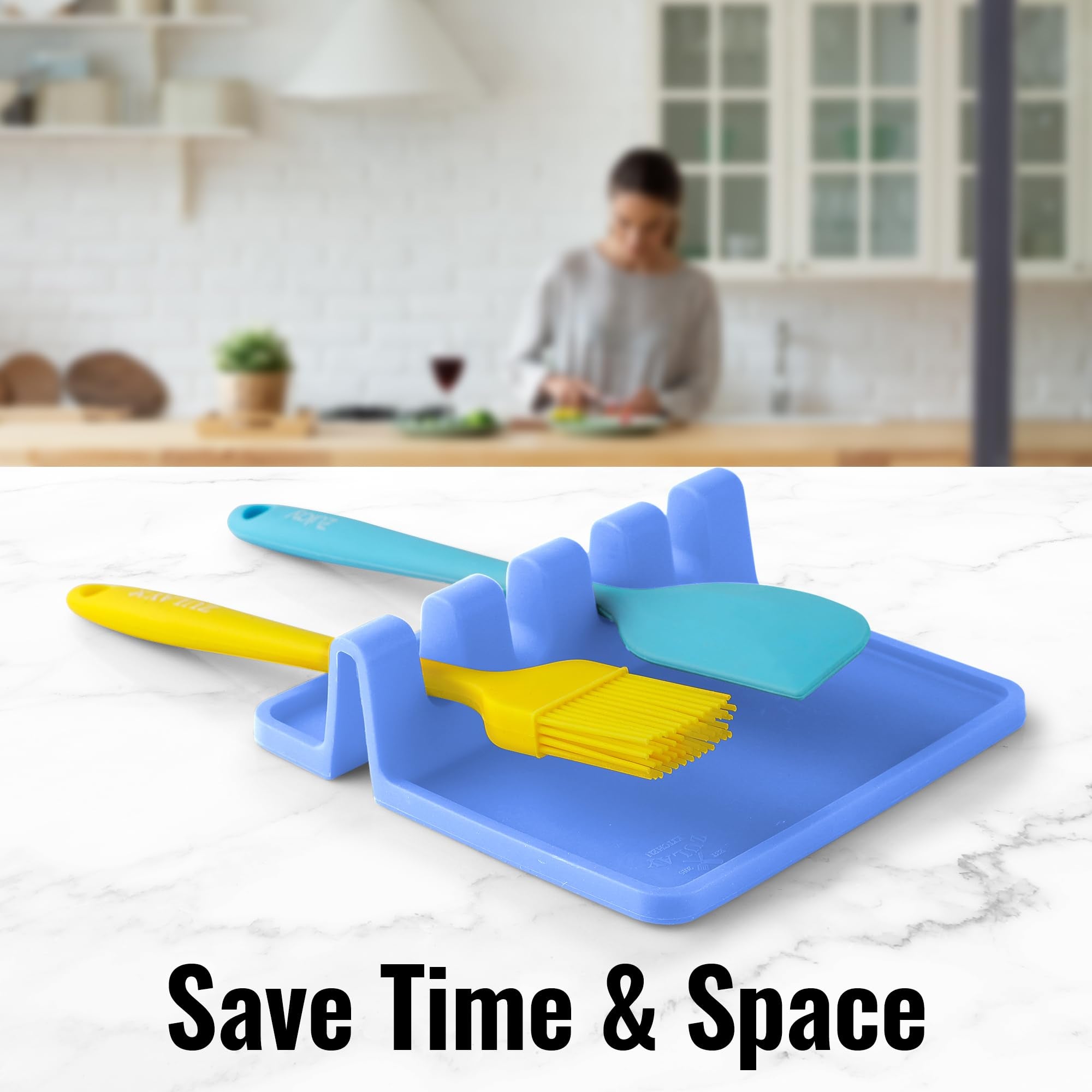 Zulay Kitchen Spoon Rest for Multiple Utensils High Heat-Resistant Silicone Drip Pad, BPA-Free Spoon Holder for Stove Top, Kitchen Gadget Holder for Ladles, Tongs, Cooking Spatula - Makes Great Gift