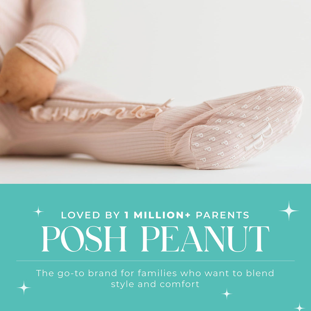Posh Peanut Footie Pajamas for Baby Girls – Sleepers in Ultra-Soft Viscose from Bamboo with 2-Way Zipper & Ruffle Trim