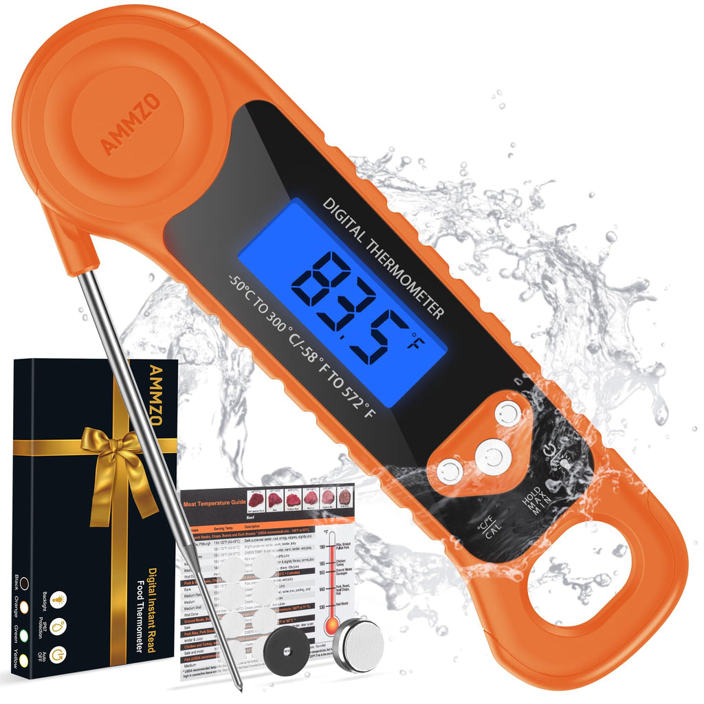 AMMZO Meat Thermometer Digital, Instant Read Food Thermometer for Cooking, Grilling, Baking, Frying & Candy Making, Essentials Kitchen Gadgets Accessory, Gifts for Men Women Dad Mom Birthday
