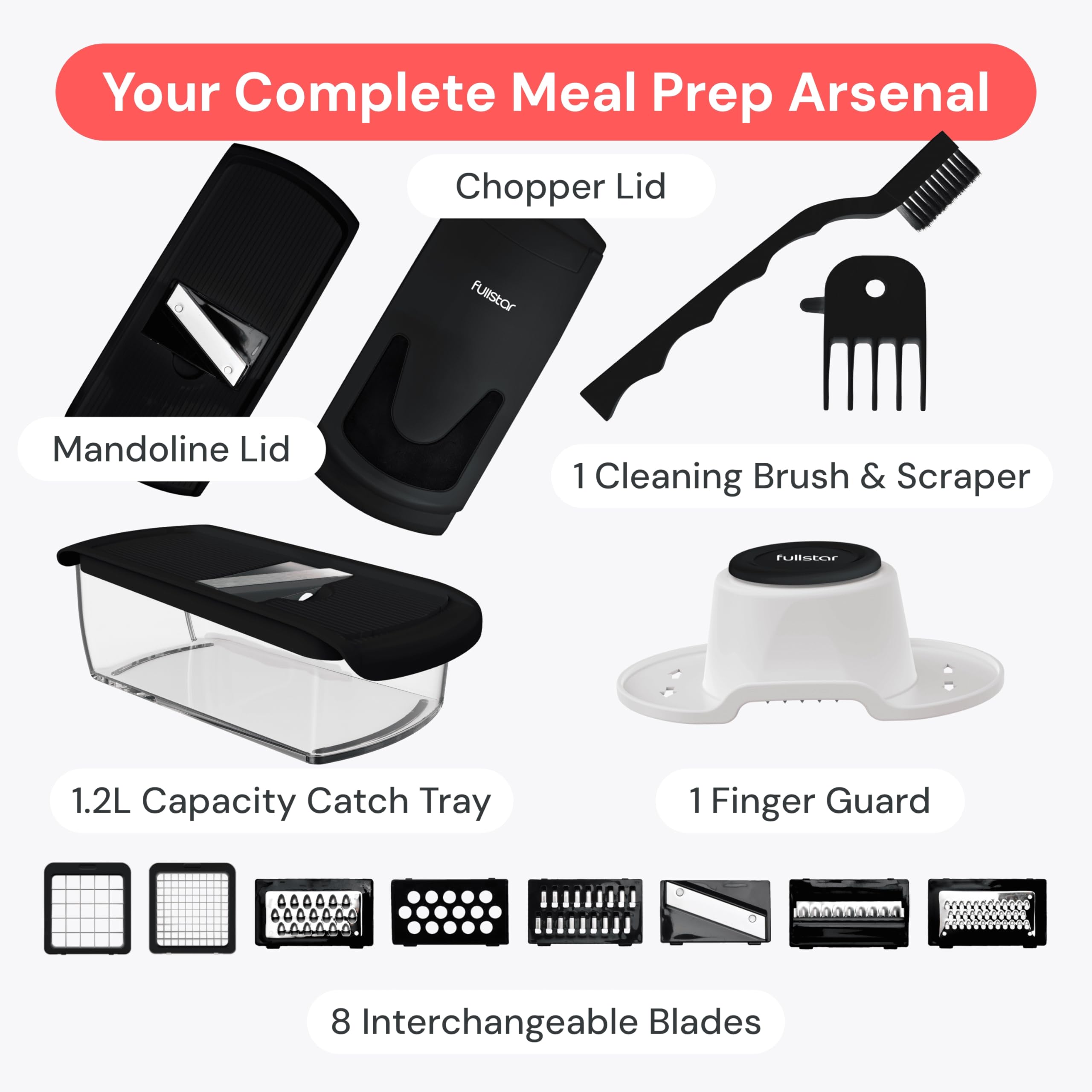 Fullstar The Original Pro Chopper - Vegetable Chopper and Spiralizer, Food Chopper with Container, Fruit Slicer, Kitchen Gadgets & Gifts, Home Essentials (4 in 1, White)