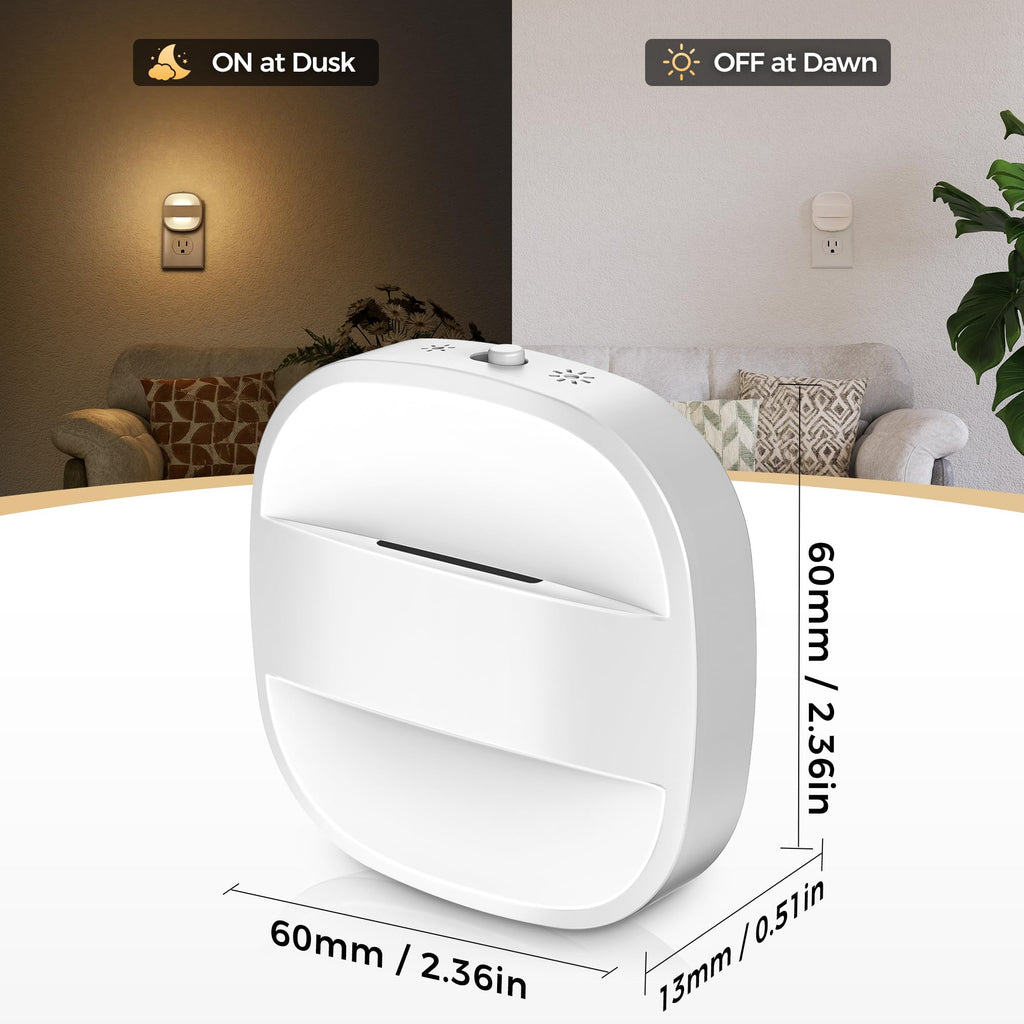DORESshop LED Night Light, Night Lights Plug Into Wall [2 Pack] with Dusk-to-Dawn Sensor, Dimmable Nightlights, Adjustable Brightness for Bathroom, Hallway, Bedroom,Kids Room,Stairway,Soft White