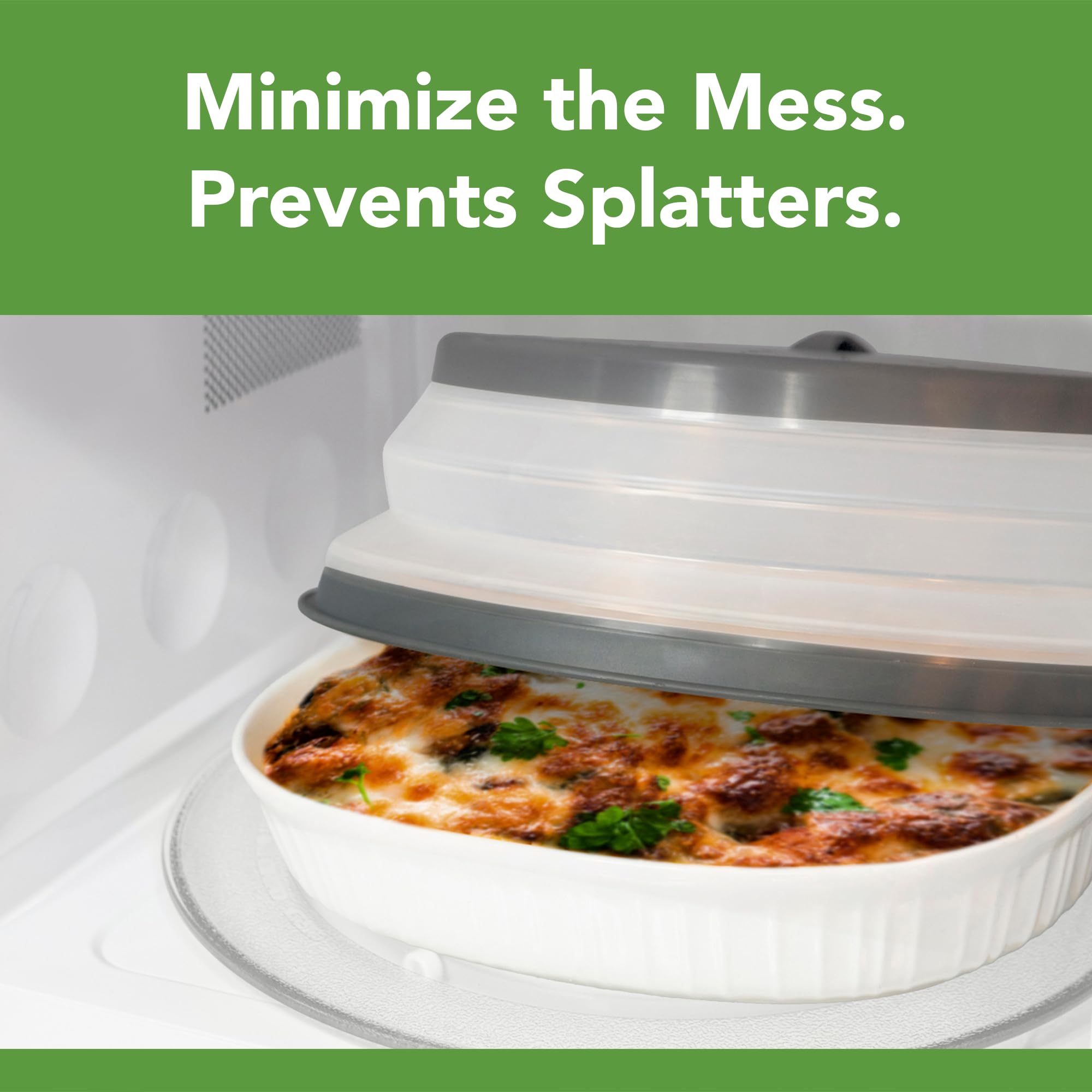 Tovolo Microwave Splatter Cover for Food, Medium (Charcoal) - Collapsible & Vented Silicone Splatter Guard Lid - Microwave Plate & Dish Cover with Handle - BPA-Free Kitchen Gadget for Meal Prep