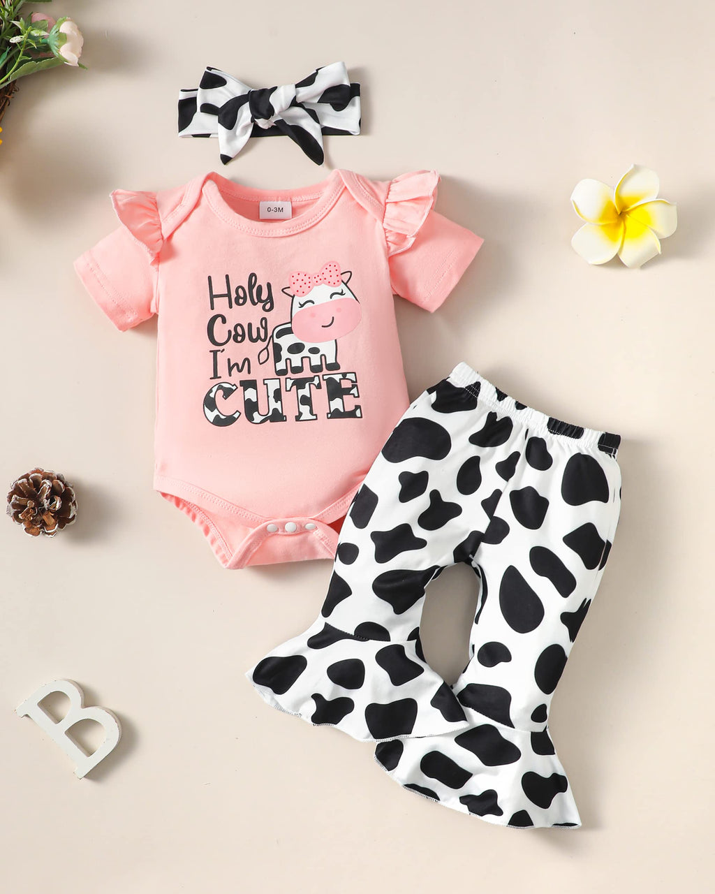 Renotemy Newborn Infant Baby Girl Clothes Summer Outfits Infant Romper Pants Cute Toddler Girl Clothes Gift Set
