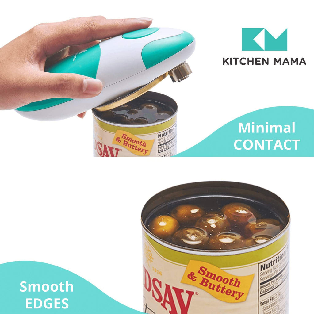 Kitchen Mama Auto Electric Can Opener: Open Your Cans with A Simple Press of Button - Automatic, Hands Free, Smooth Edge, Battery Operated, YES YOU CAN (Red)