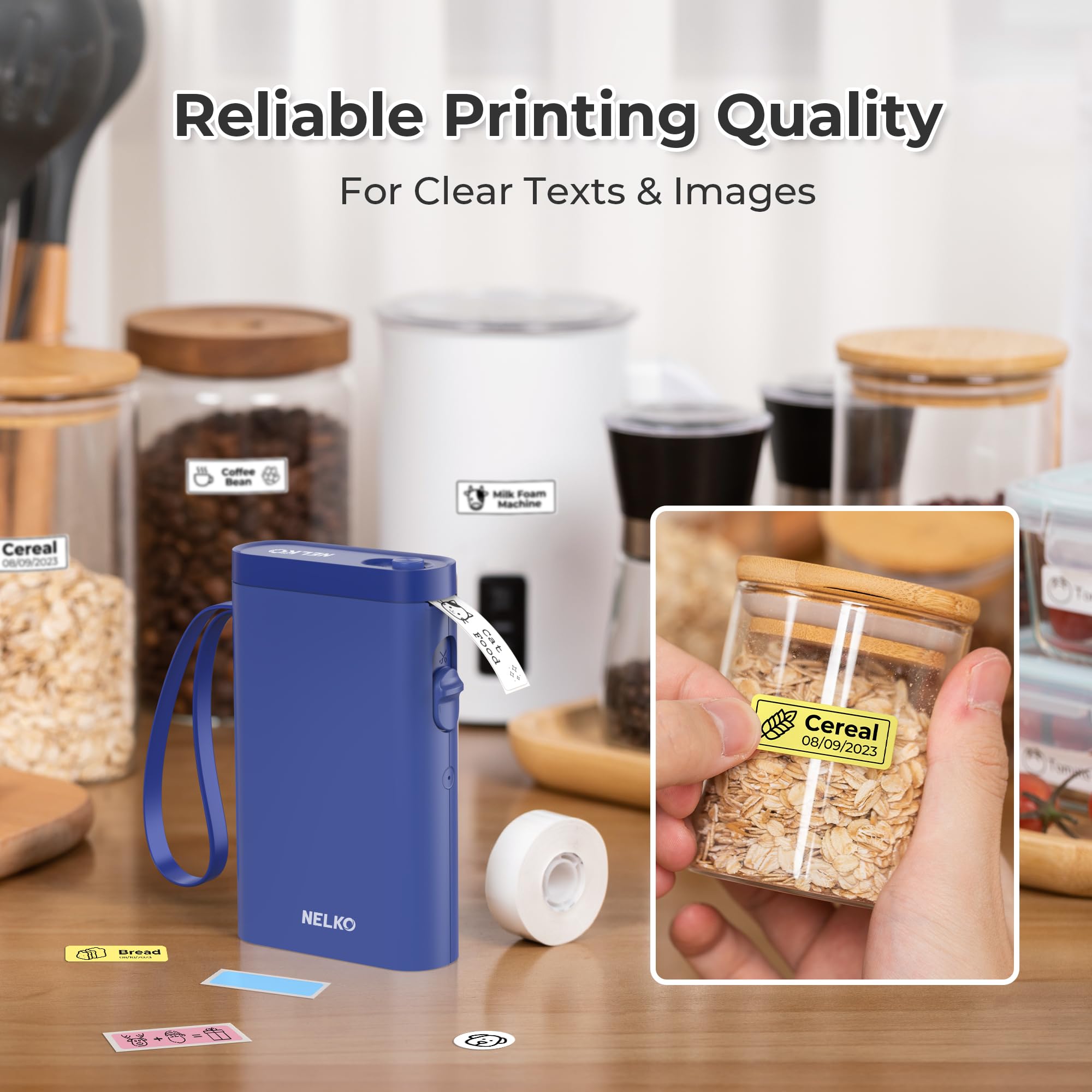 Nelko Label Maker Machine with Tape, P21 Bluetooth Label Printer, Wireless Mini Label Makers with Multiple Templates for School Office Home, White