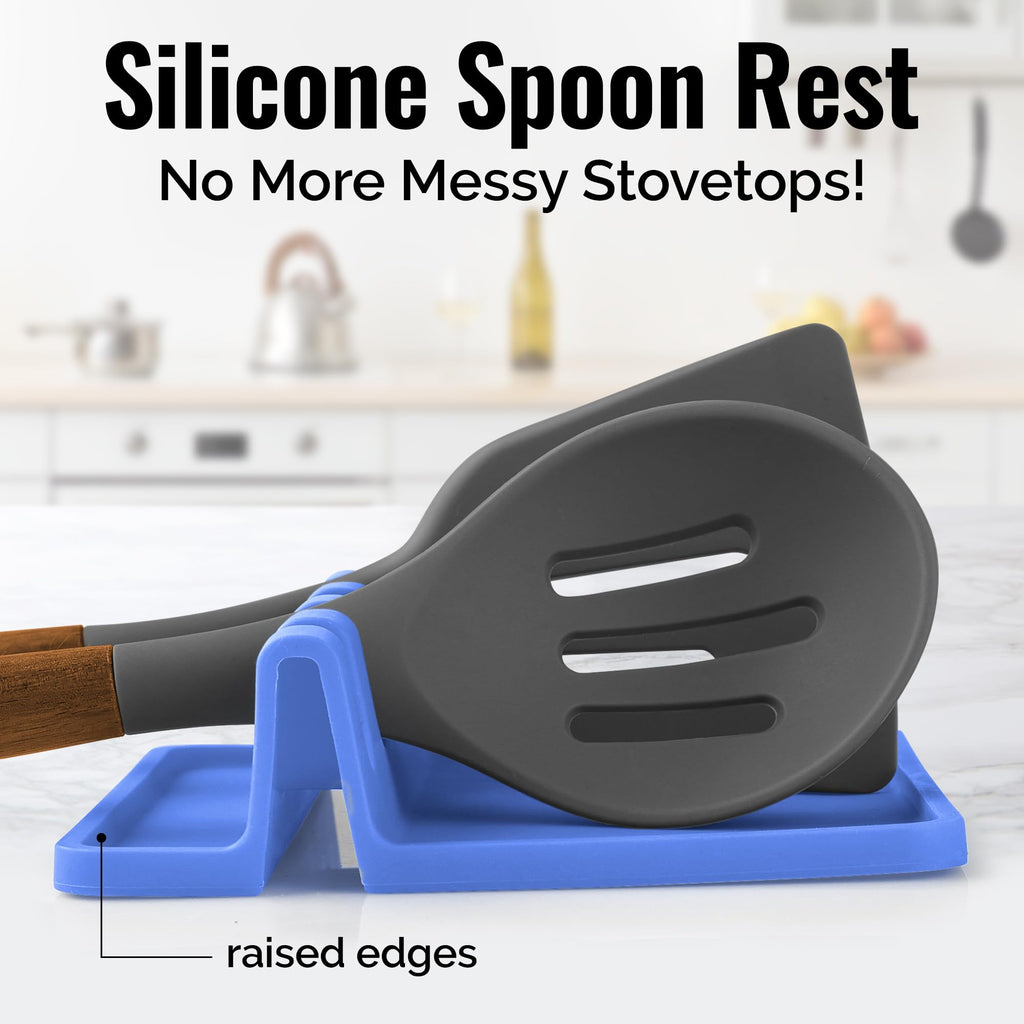 Zulay Kitchen Spoon Rest for Multiple Utensils High Heat-Resistant Silicone Drip Pad, BPA-Free Spoon Holder for Stove Top, Kitchen Gadget Holder for Ladles, Tongs, Cooking Spatula - Makes Great Gift