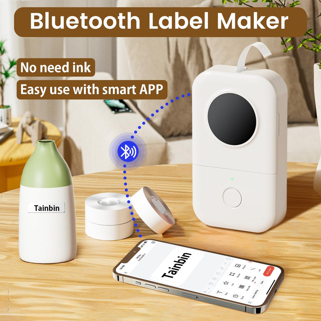 Phomemo Label Maker, D30 Portable Bluetooth Label Maker Machine with Tape, Small Mini Label Printer, Multiple Templates Fonts Icon Labeler for Home, School, Office