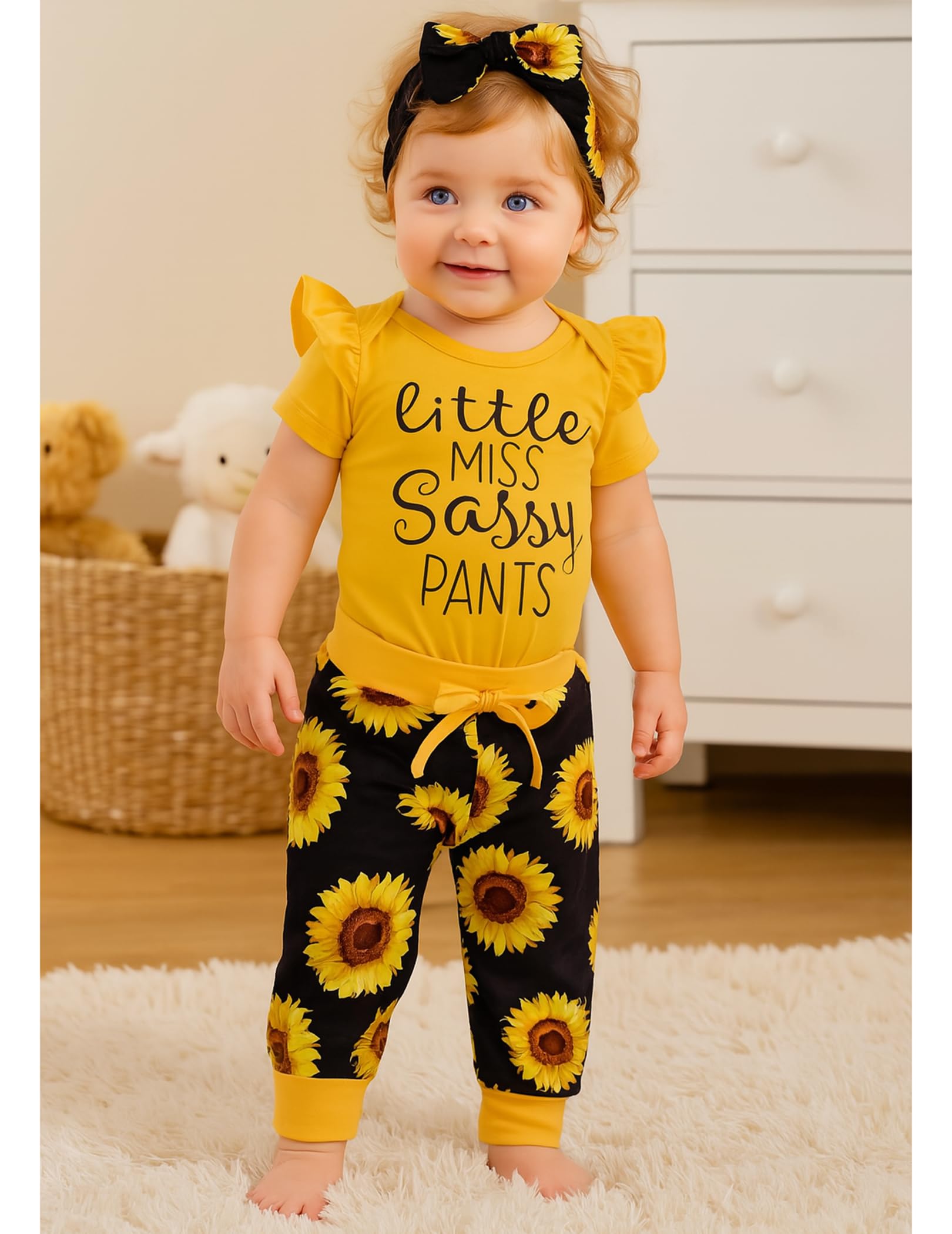 Yvowming Newborn Baby Girl Clothes Infant Ruffle Romper Pants Set Summer Outfits Cute Baby Clothes for Girls