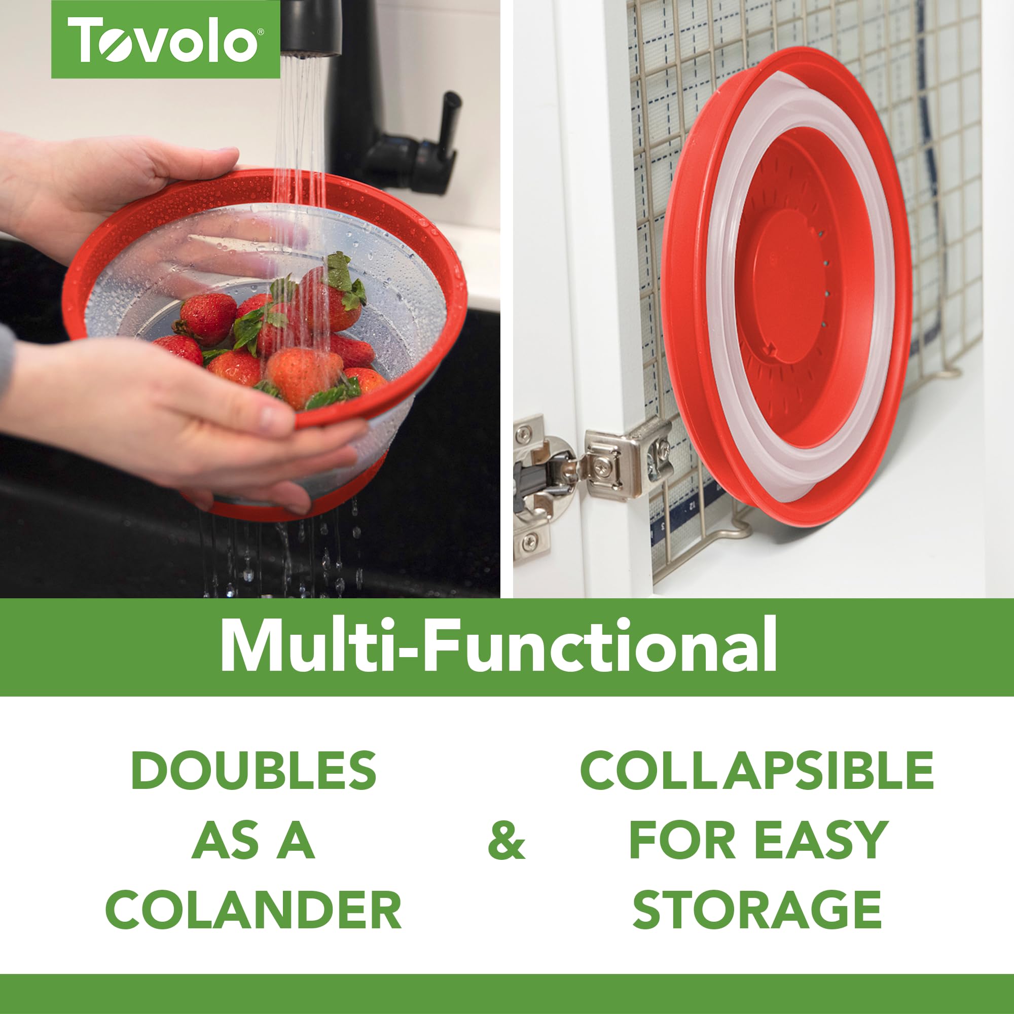 Tovolo Microwave Splatter Cover for Food, Medium (Charcoal) - Collapsible & Vented Silicone Splatter Guard Lid - Microwave Plate & Dish Cover with Handle - BPA-Free Kitchen Gadget for Meal Prep