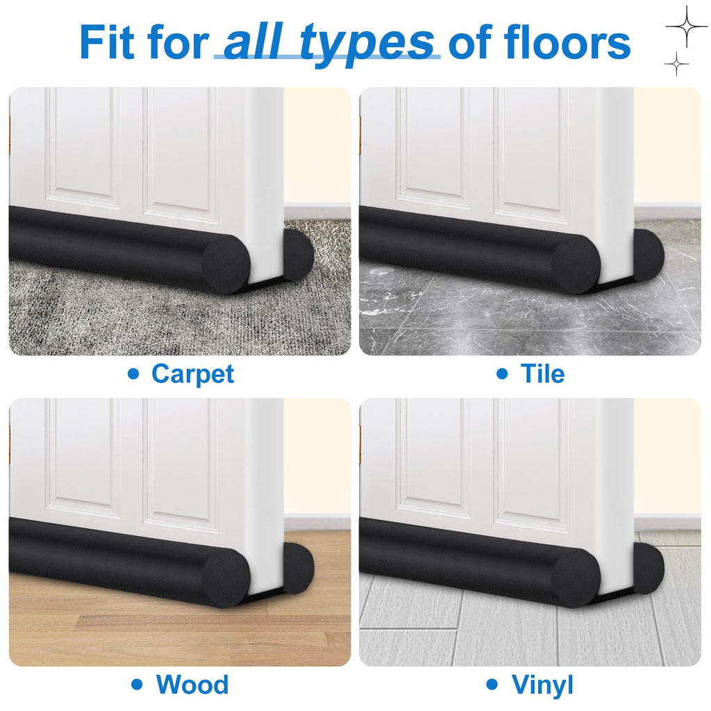 MAXTID Large Door Draft Stopper for Bottom of Doors 36” Under Door Sweep Noise Blocker Black Gap Stoppers Adjustable Doors Seal Sweep Guard Draft, Window Breeze Stoppers, Home Essentials Gadgets