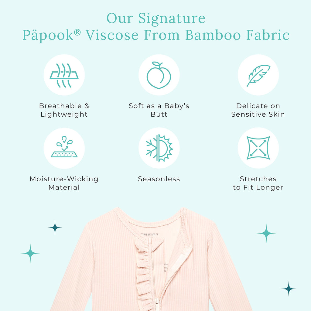 Posh Peanut Footie Pajamas for Baby Girls – Sleepers in Ultra-Soft Viscose from Bamboo with 2-Way Zipper & Ruffle Trim