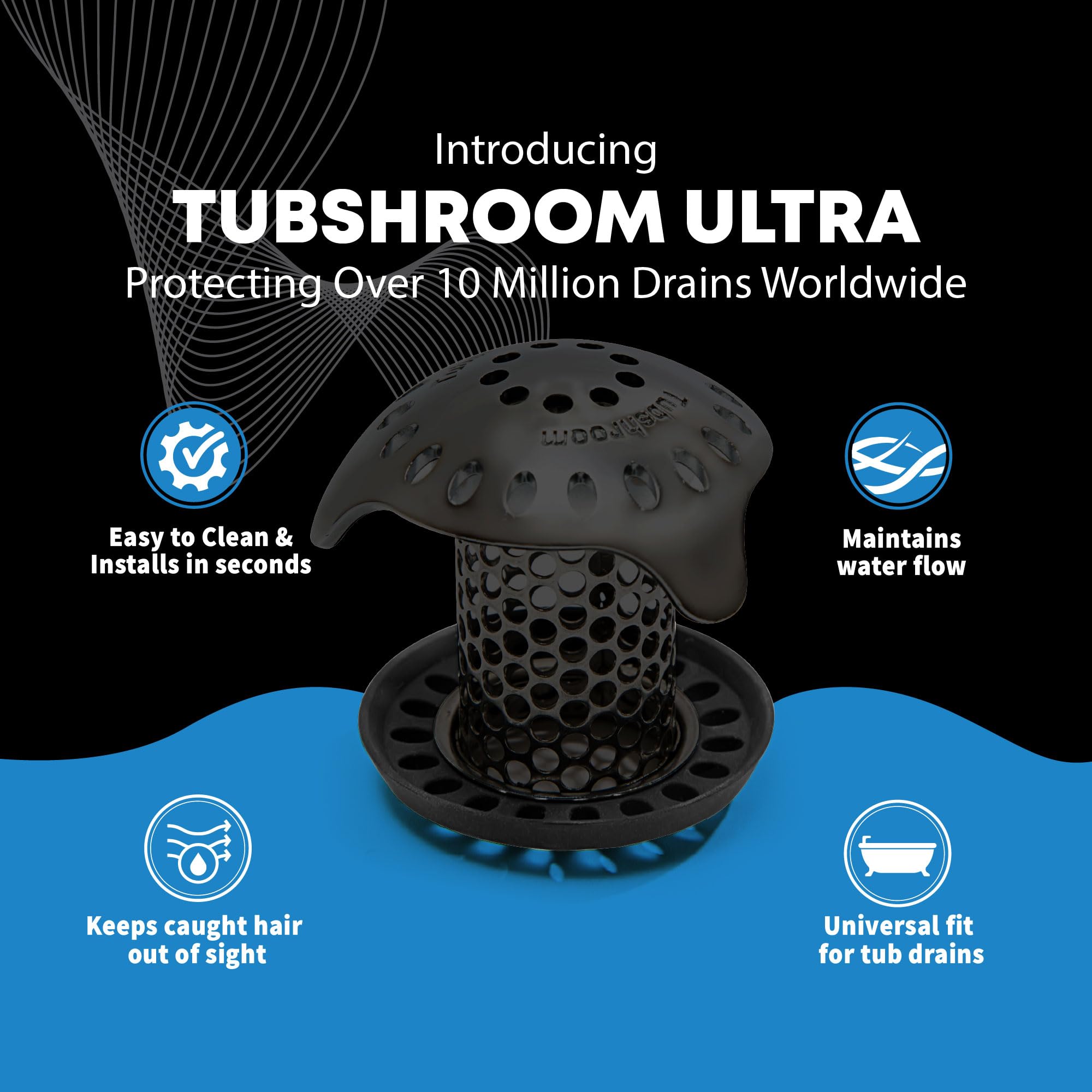 TubShroom Ultra Revolutionary Bath Tub Drain Protector Hair Catcher/Strainer/Snare, Stainless Steel, Stainless Combo