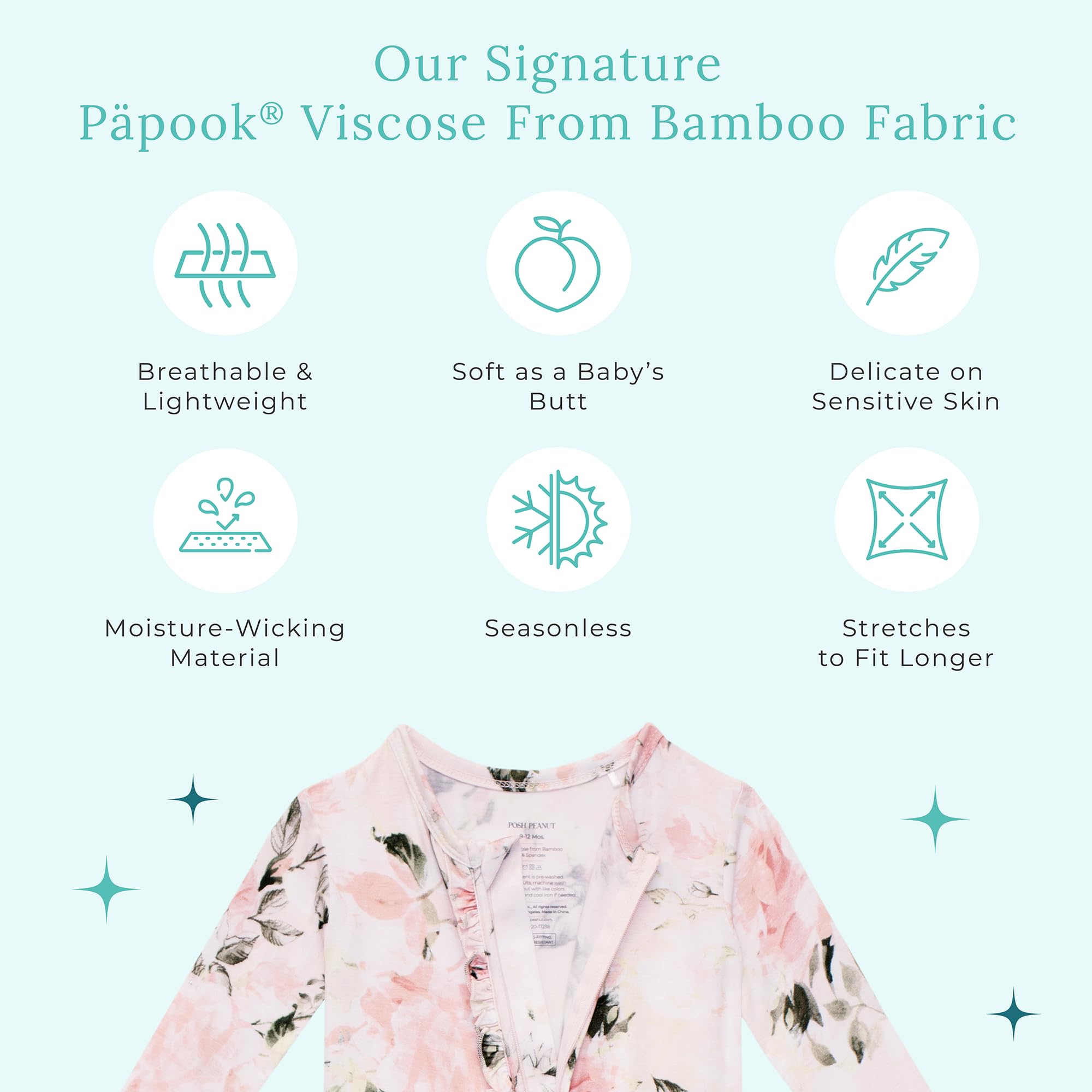Posh Peanut Footie Pajamas for Baby Girls – Sleepers in Ultra-Soft Viscose from Bamboo with 2-Way Zipper & Ruffle Trim