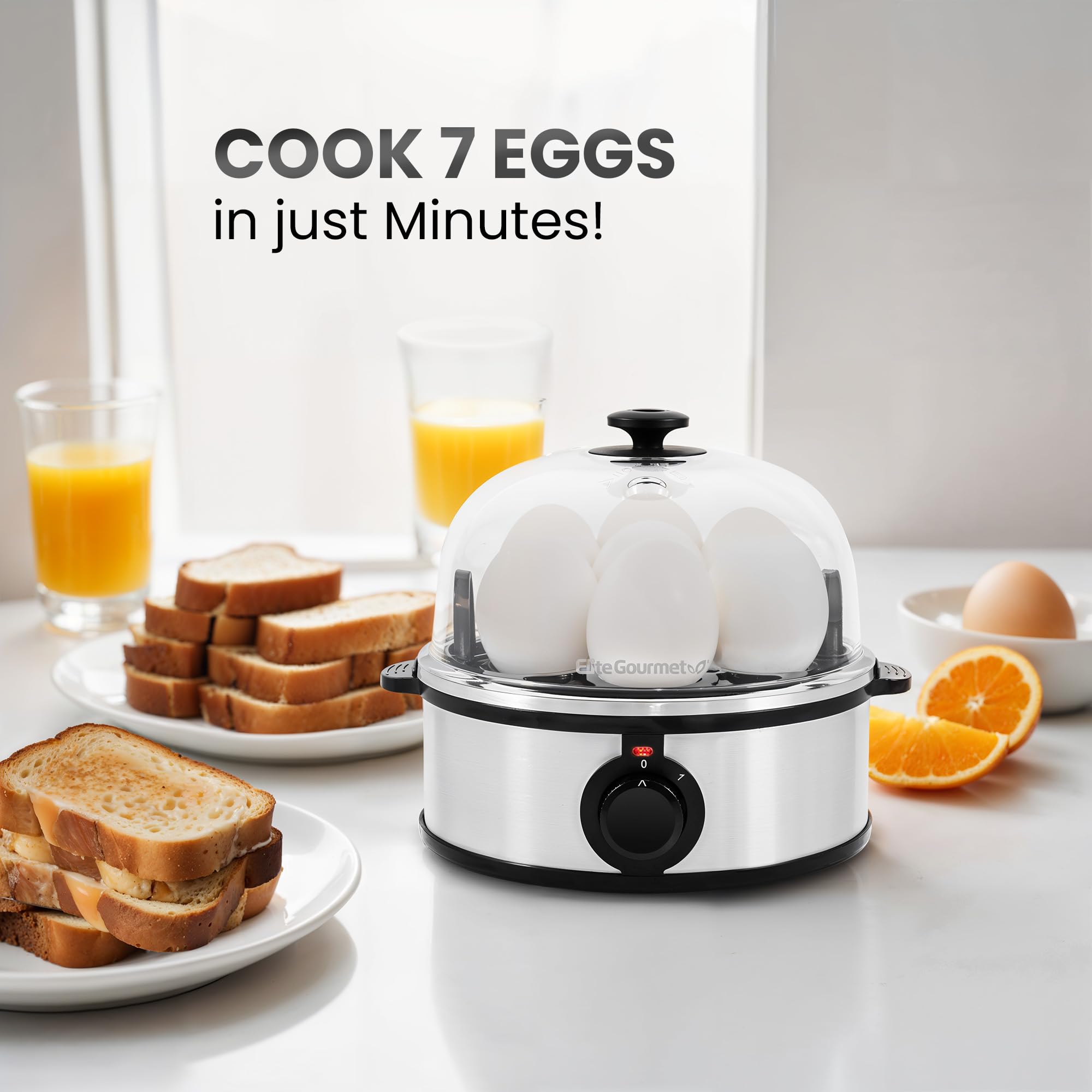 Elite Gourmet EGC115M Easy Egg Cooker Electric 7-Egg Capacity, Soft, Medium, Hard-Boiled Egg Cooker with Auto Shut-Off, Measuring Cup Included, BPA Free, Retro Mint