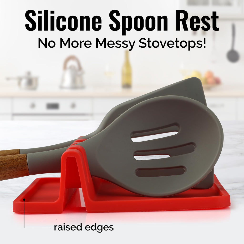 Zulay Kitchen Spoon Rest for Multiple Utensils High Heat-Resistant Silicone Drip Pad, BPA-Free Spoon Holder for Stove Top, Kitchen Gadget Holder for Ladles, Tongs, Cooking Spatula - Makes Great Gift