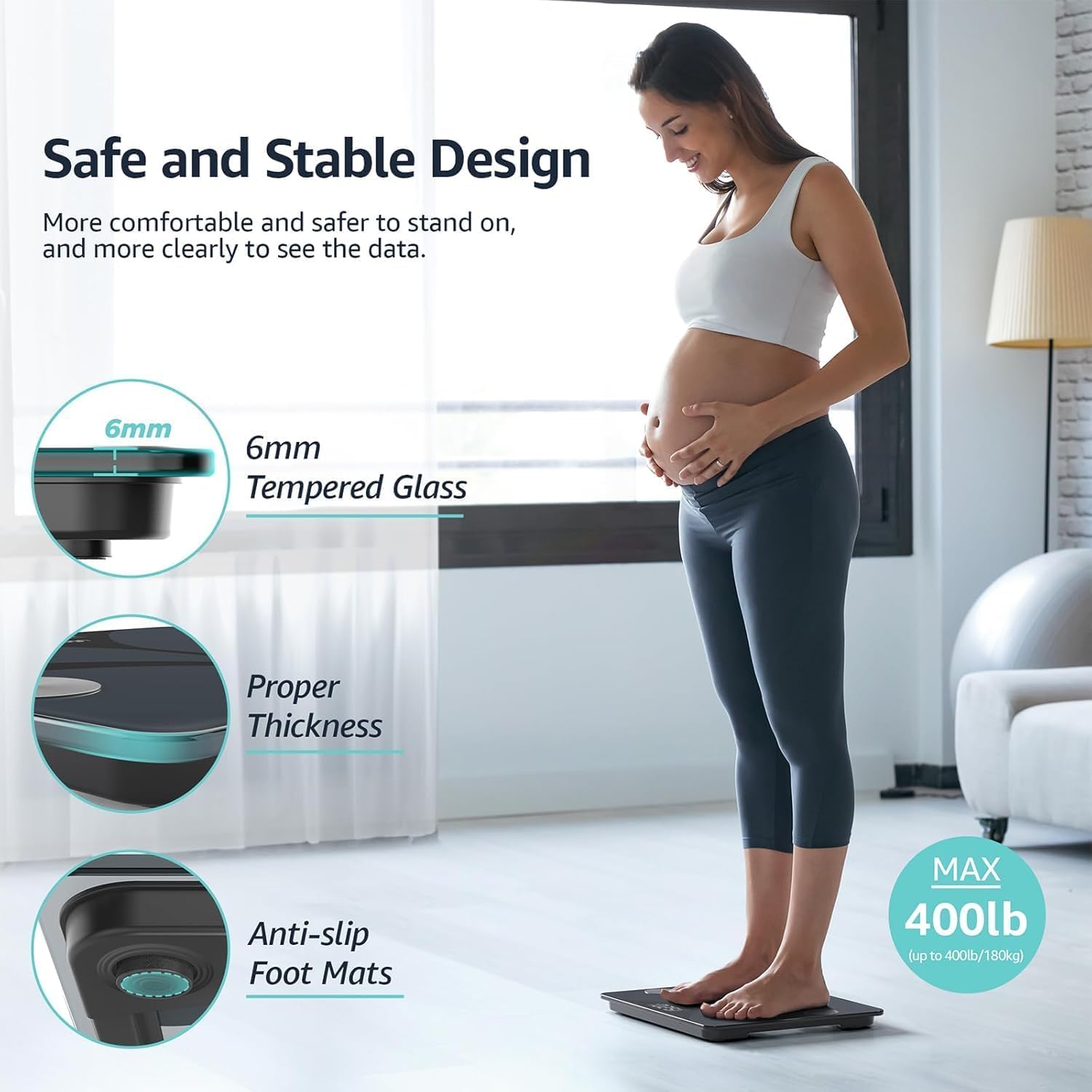 Posture Body Fat Scale, Extra Large Display Digital Bathroom Wireless Weight Scale Composition Analyzer with Heart Rate Heart Index & Body Shape Index with Free APP 400Lb Black