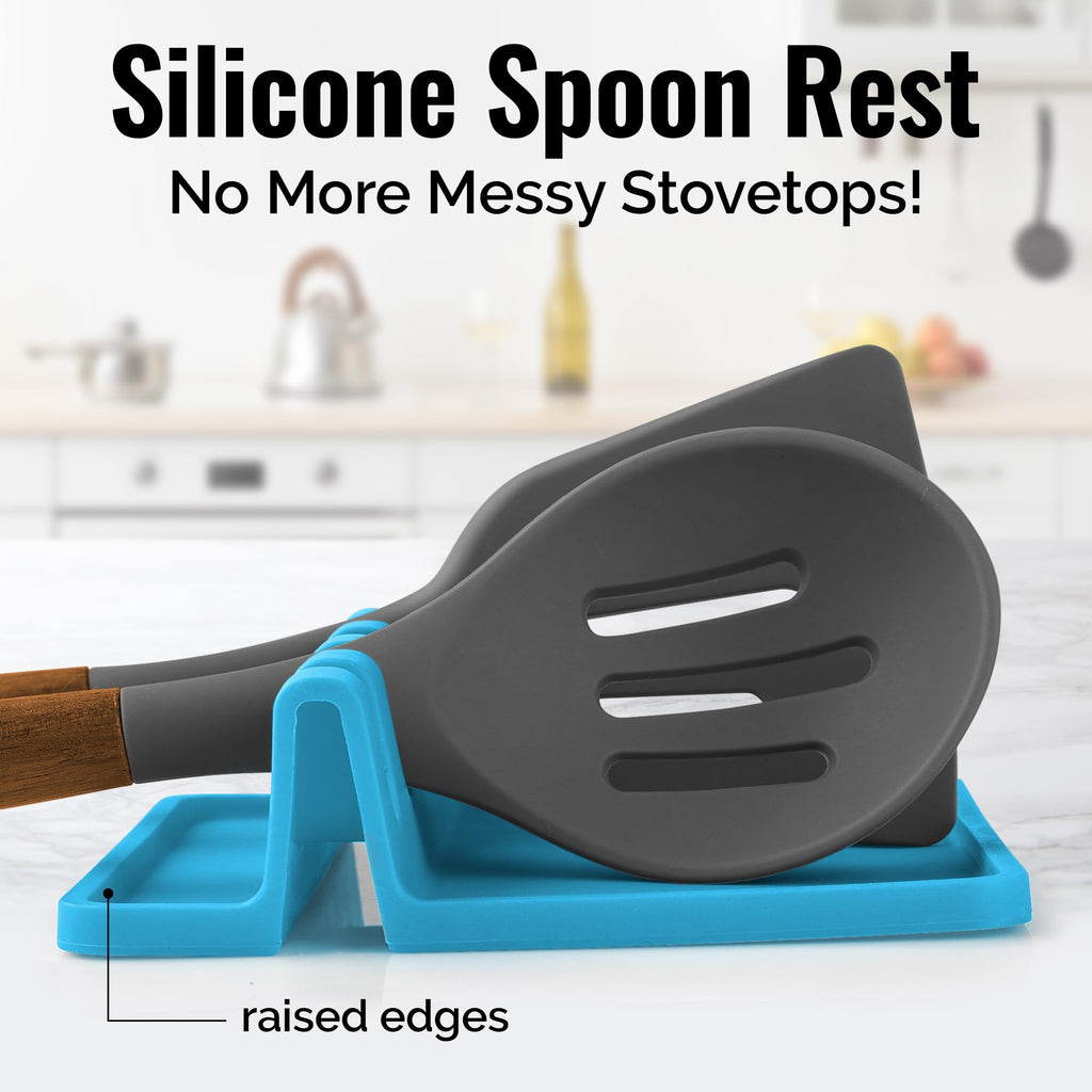 Zulay Kitchen Spoon Rest for Multiple Utensils High Heat-Resistant Silicone Drip Pad, BPA-Free Spoon Holder for Stove Top, Kitchen Gadget Holder for Ladles, Tongs, Cooking Spatula - Makes Great Gift