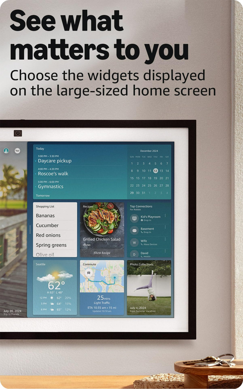 Amazon Echo Show 15 (newest model), Full HD 15.6" kitchen hub for home organization, with built-in Fire TV, Designed for Alexa+