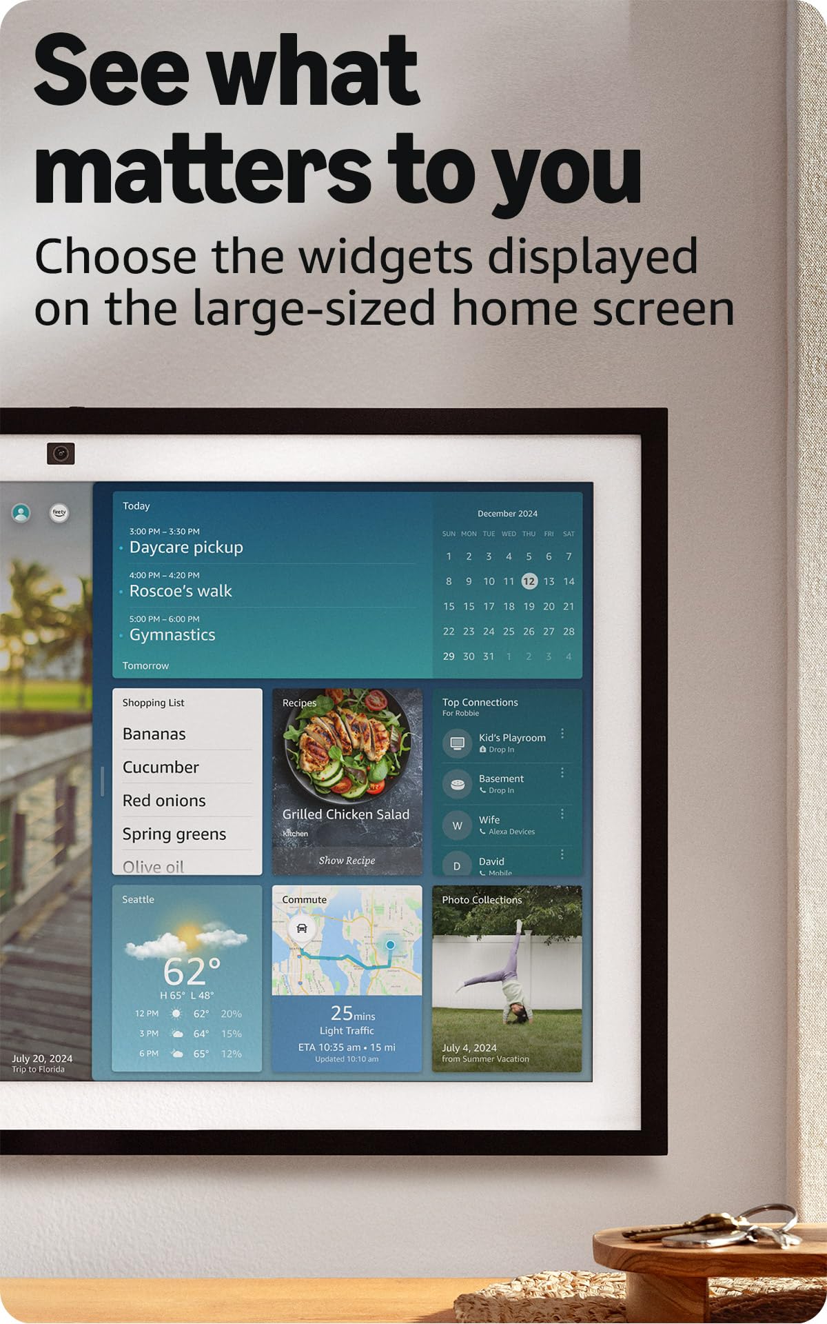 Amazon Echo Show 15 (newest model), Full HD 15.6" kitchen hub for home organization, with built-in Fire TV, Designed for Alexa+