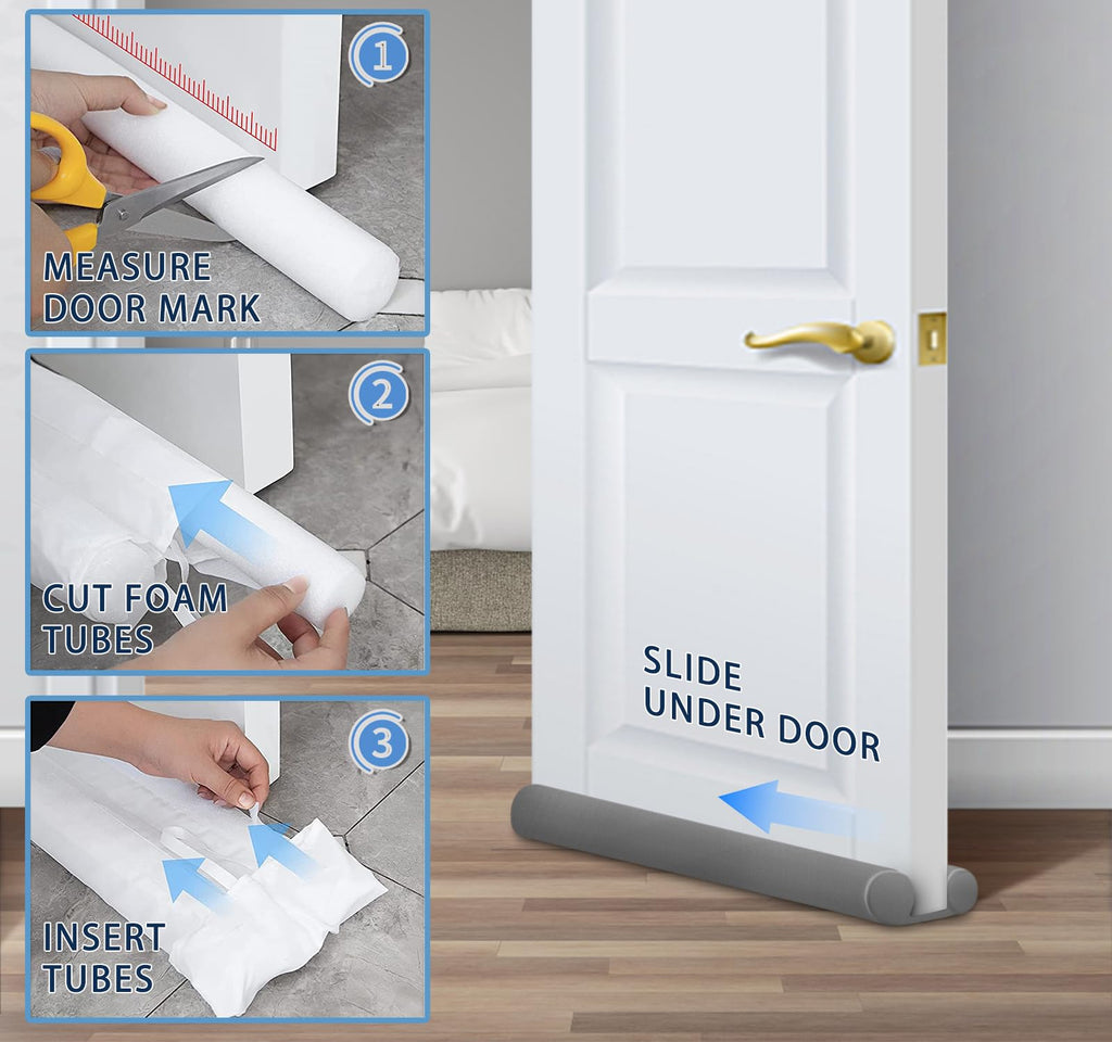 MAXTID Large Door Draft Stopper for Bottom of Doors 36” Under Door Sweep Noise Blocker Black Gap Stoppers Adjustable Doors Seal Sweep Guard Draft, Window Breeze Stoppers, Home Essentials Gadgets