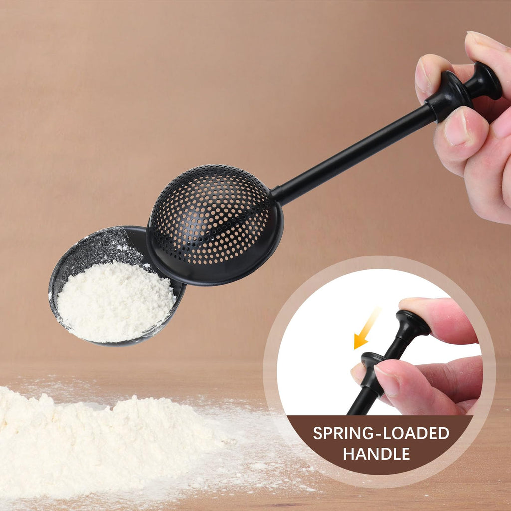 HULISEN Flour Duster for Baking, One-Handed Operation, 304 Stainless Steel Powdered Sugar Shaker Duster, Pick Up and Dust Flour Sifter, Gift Package